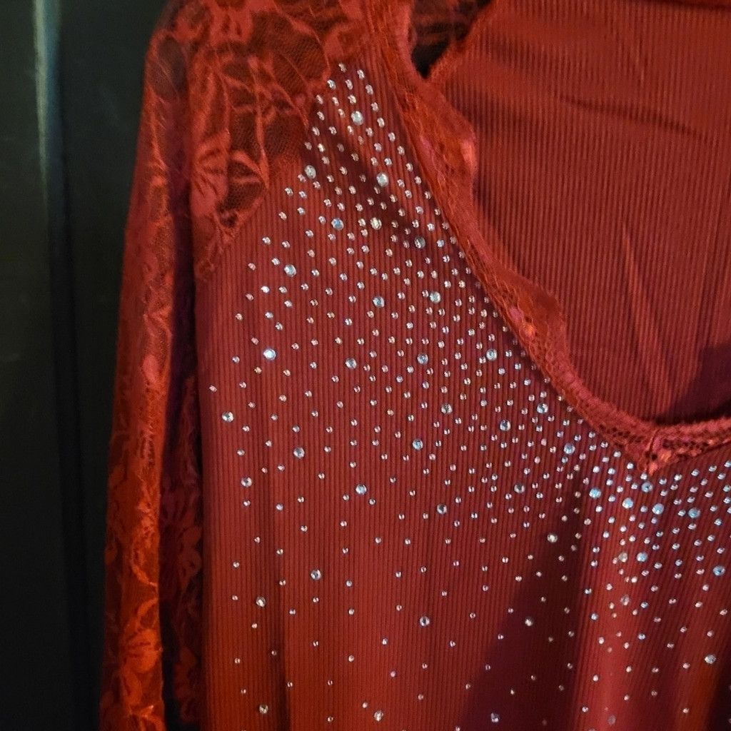 Other Unknown brand, shirt, red/w sparkles,, NWOT, Size XL,small Size XL / US 12-14 / IT 48-50 - 3 Thumbnail