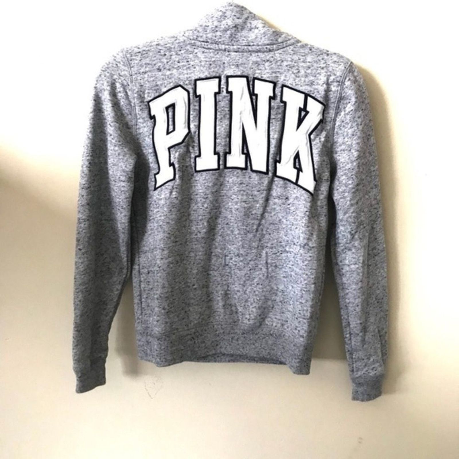 Pink PINK VICTORIA’S Grey Heathered Logo 1/4 Zip Sweat Top Sz XS Size XS / US 0-2 / IT 36-38 - 4 Thumbnail