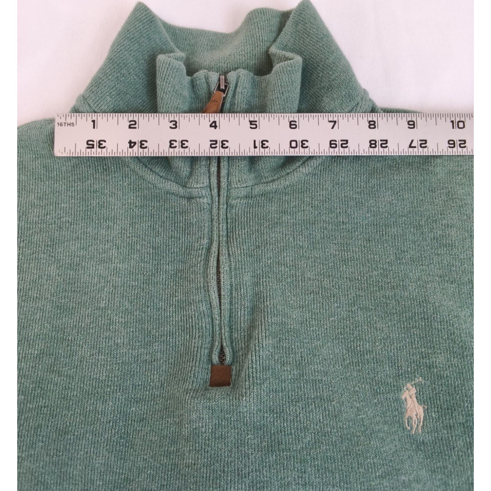 Polo Ralph Lauren Polo Ralph Lauren 1/4 Zip Sweater Men's L Green White Pony Size US L / EU 52-54 / 3 - 11 Thumbnail