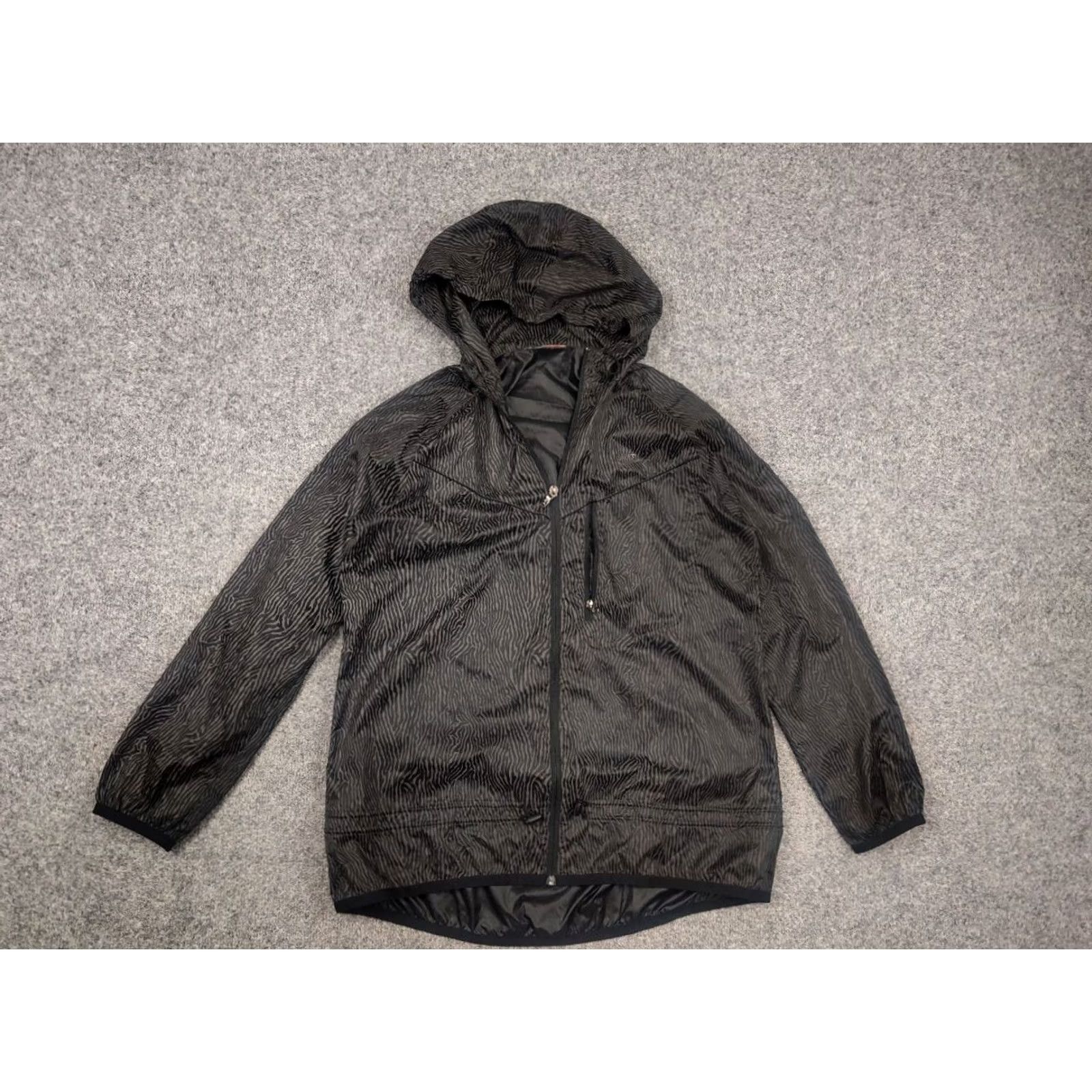 Nike Nike Women's Windbreaker Jacket Windbreaker Full Zip Reflective Grid Print Black L Regular Womens Nike Dri-Fit Running & Jogging 90s? Size L / US 10 / IT 46 - 3 Thumbnail