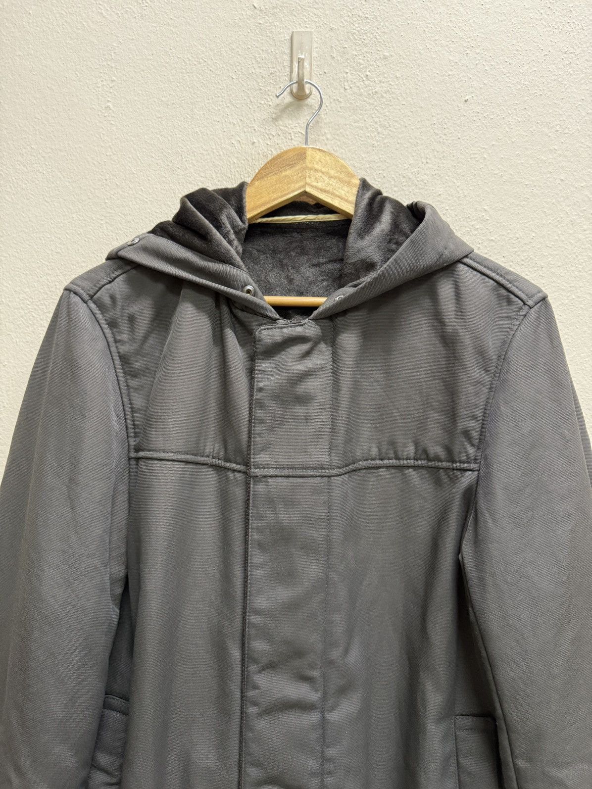 Jun Men Velvet Lined Parka Jacket Dark Green