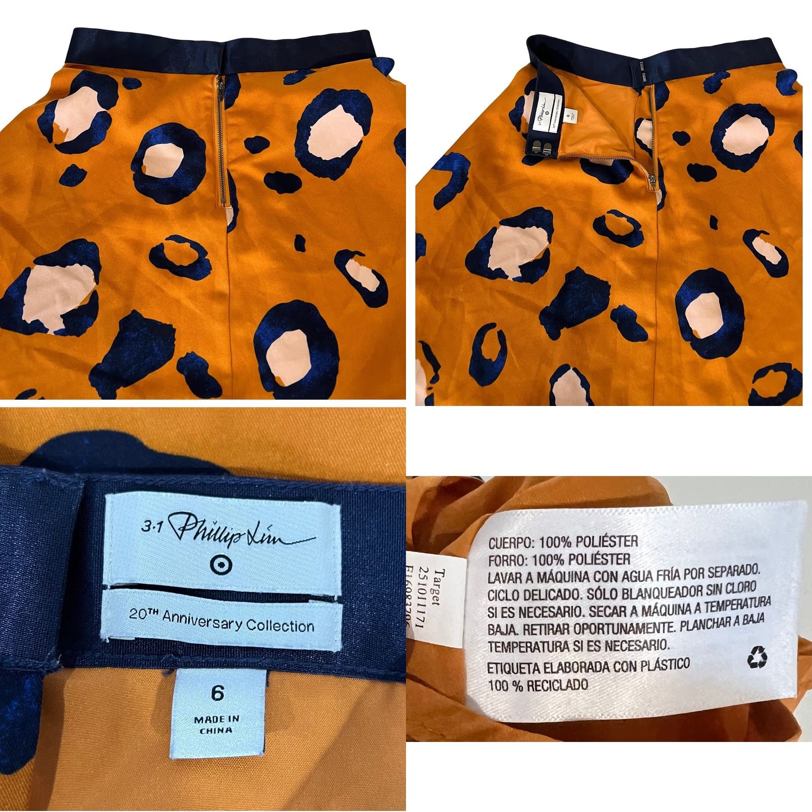 Vintage 3.1 Phillip Lim for Target Skirt Animal Leopard Print Skater Flare Mini size 6 Orange Womens Skirt Leopard 90s Theme Womens Size 28" / US 6 / IT 42 - 8 Thumbnail