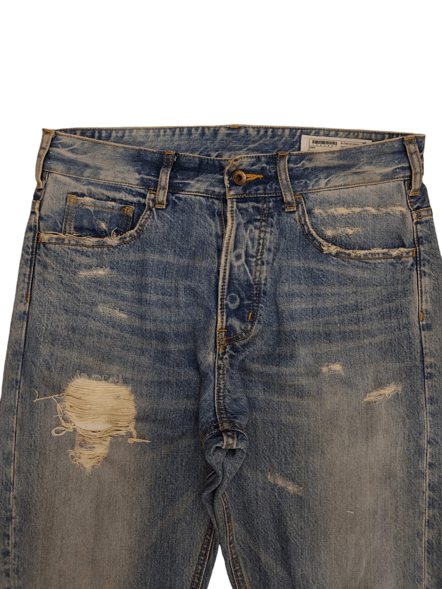 Kapital Legenda Tokyo Crazy Distress Faded Denim Jeans Size US 32 / EU 48 - 2 Thumbnail