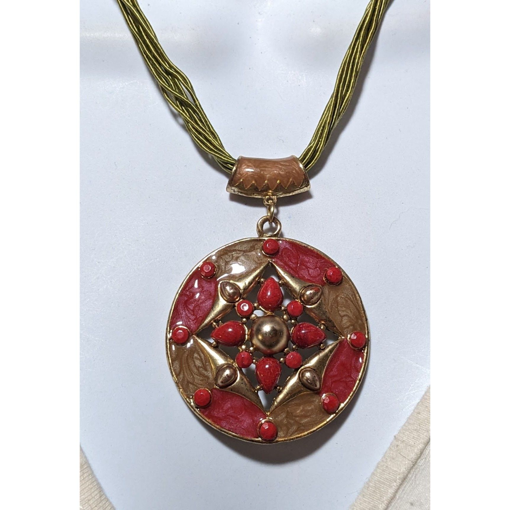 Other Red And Gold Bohemian Medallion Necklace Size ONE SIZE - 6 Thumbnail