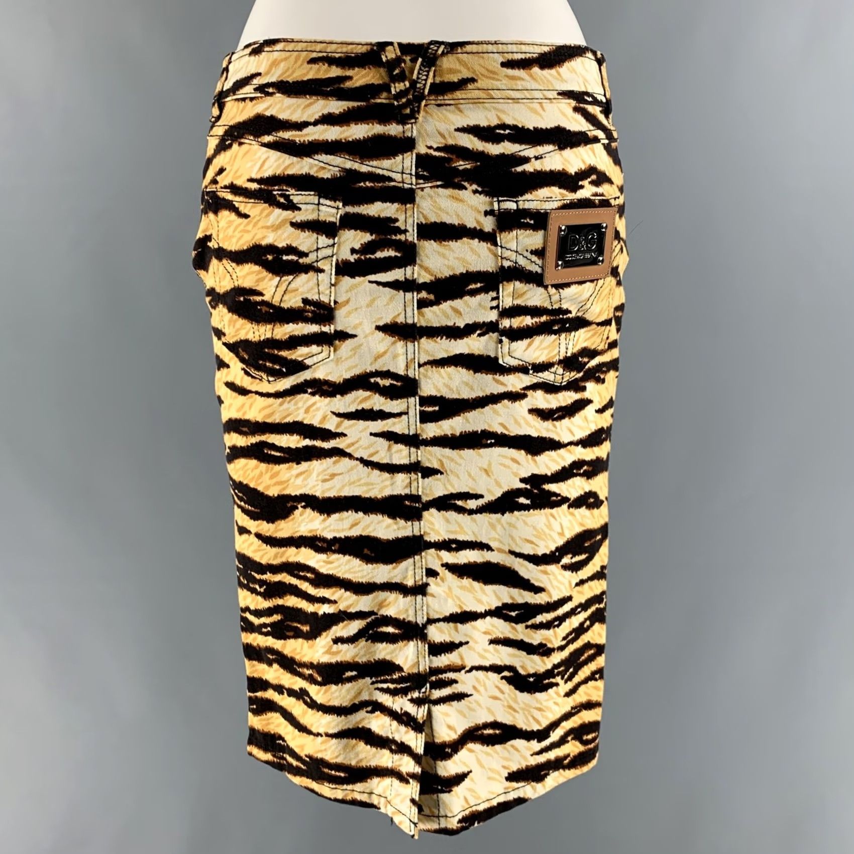 Dolce & Gabbana D&G by DOLCE & GABBANA Brown Gold Cotton Blend Skirt Sets XS Womens Outfit/Set Animal Print Italy Size 26" / US 2 / IT 38 - 6 Thumbnail