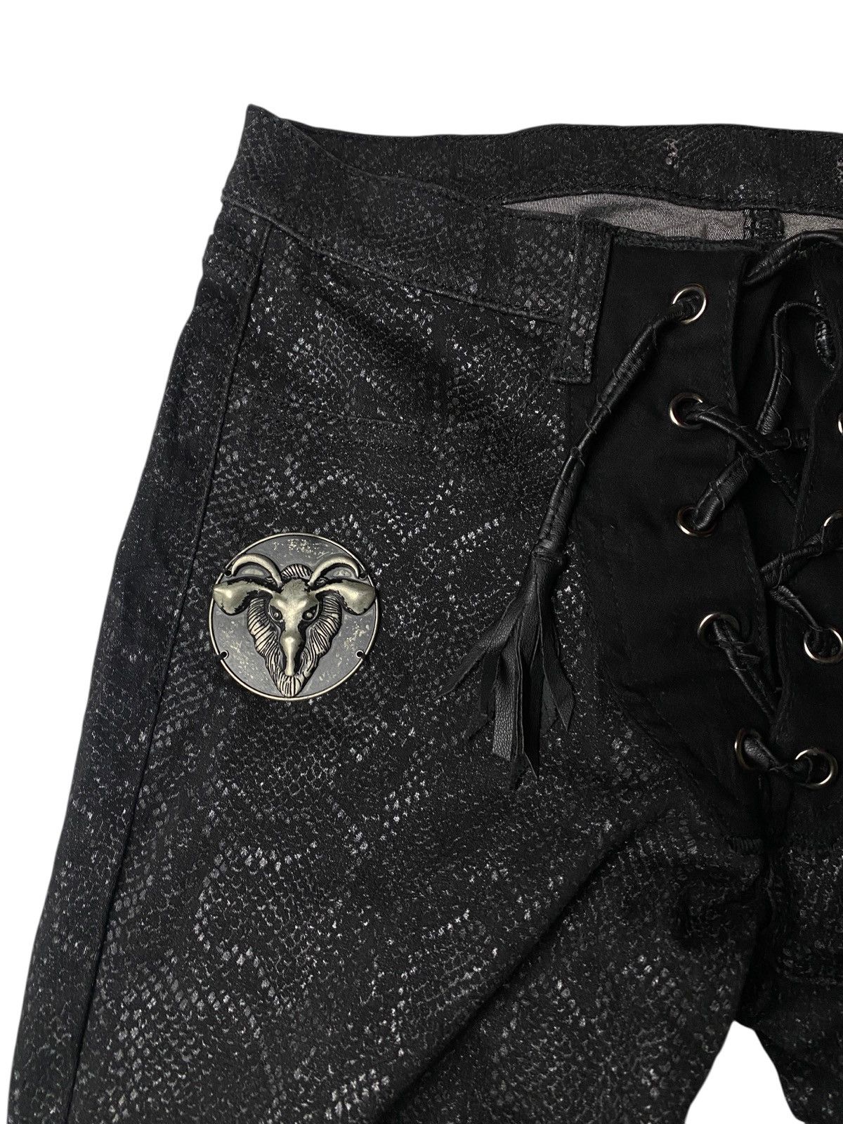 If Six Was Nine 2000's Snakeskin Laced Up Chain Custom Flared Pants Size US 28 / EU 44 - 7 Thumbnail