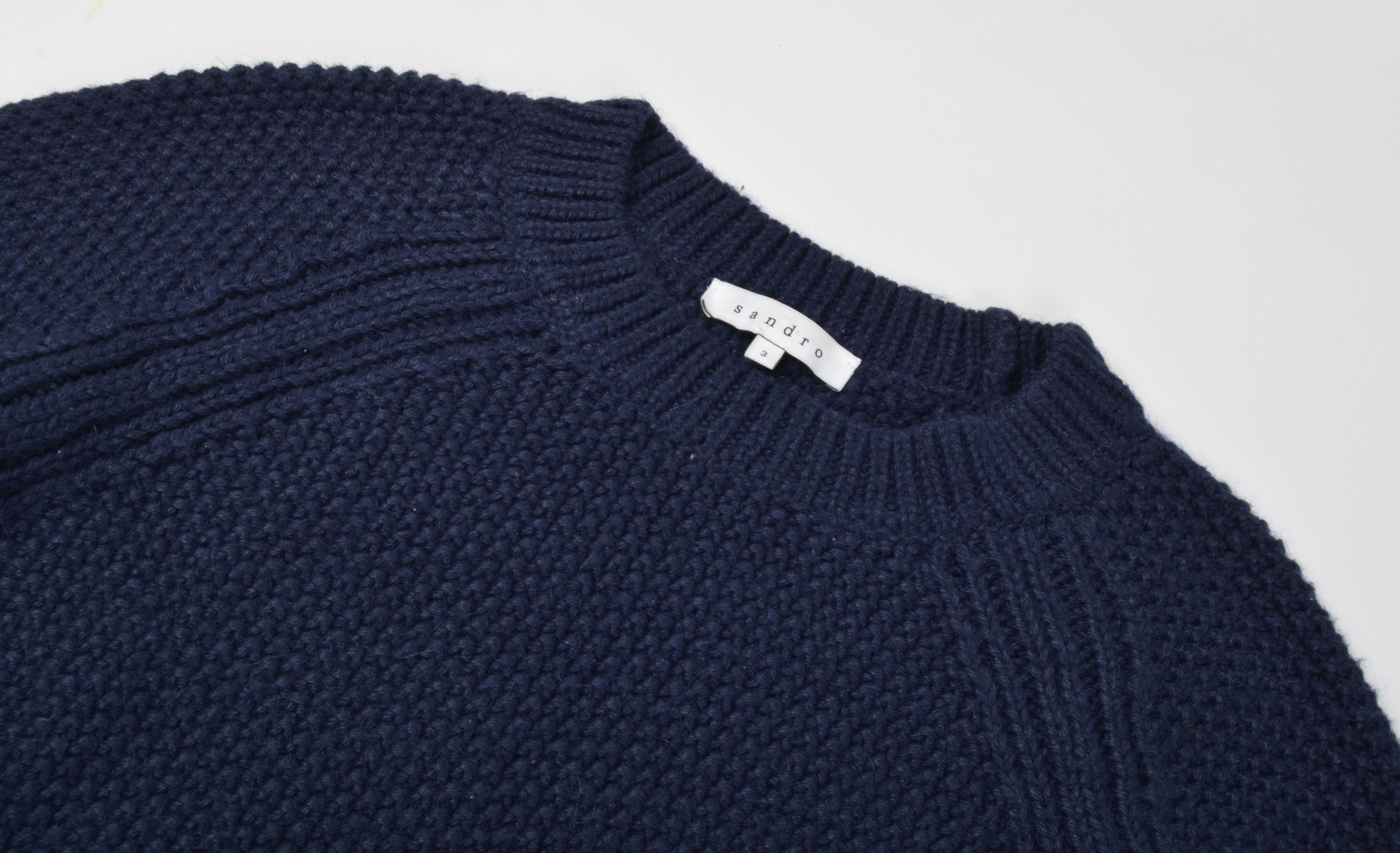 Sandro Sandro Paris Alpaca Blend Navy Chunky Knit Sweater Size US L / EU 52-54 / 3 - 2 Thumbnail
