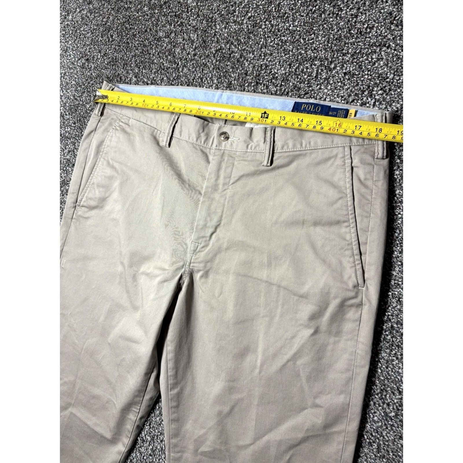 Polo Ralph Lauren Polo Ralph Lauren Chino Pant Mens 36x29 Khaki Beige Stretch Cotton Twill Cuffed Flat Front Size US M / EU 48-50 / 2 - 3 Thumbnail