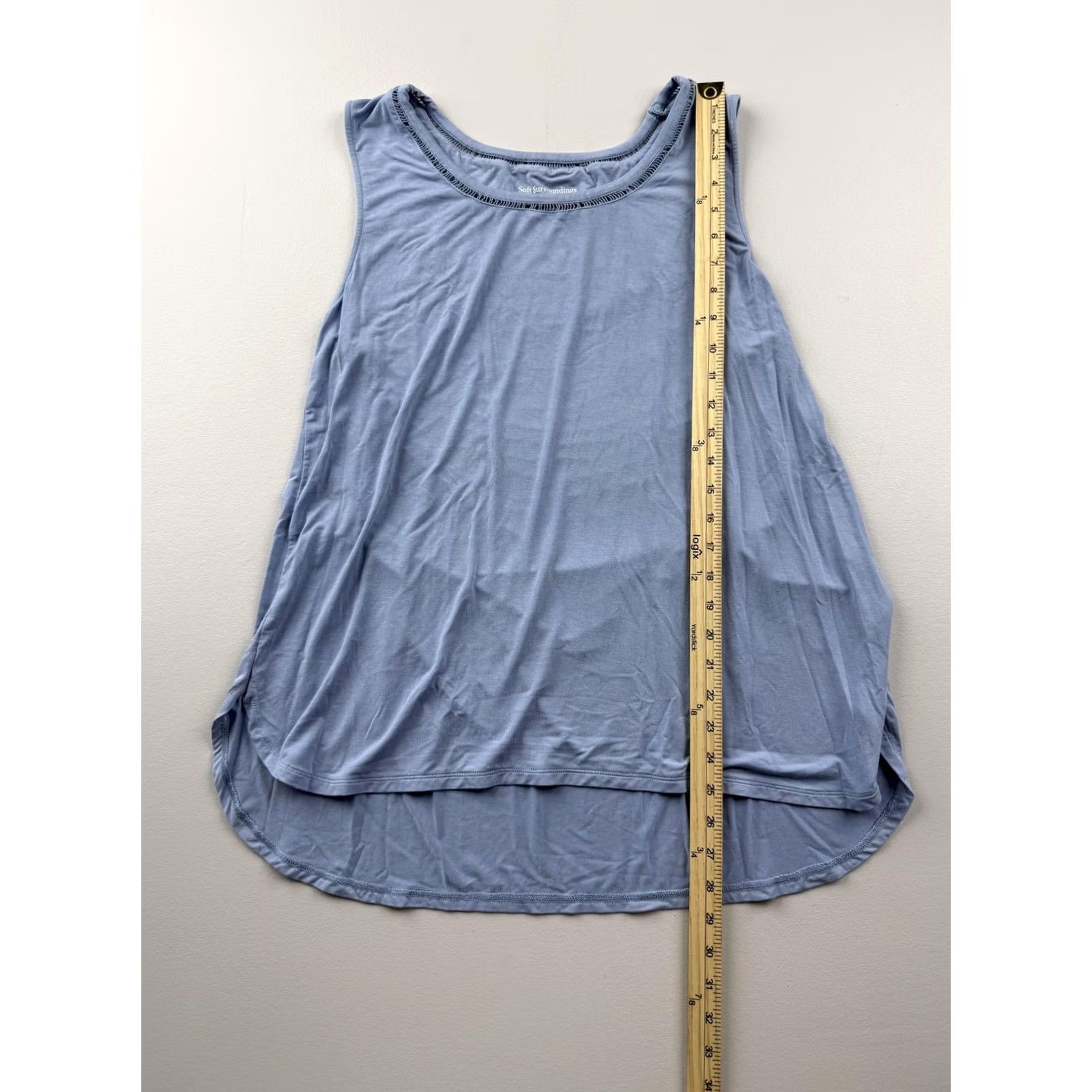 Soft Surroundings Soft Surroundings Womens Large Blue Scoop Neck Sleeveless Tunic Tank Top Size L / US 10 / IT 46 - 4 Thumbnail
