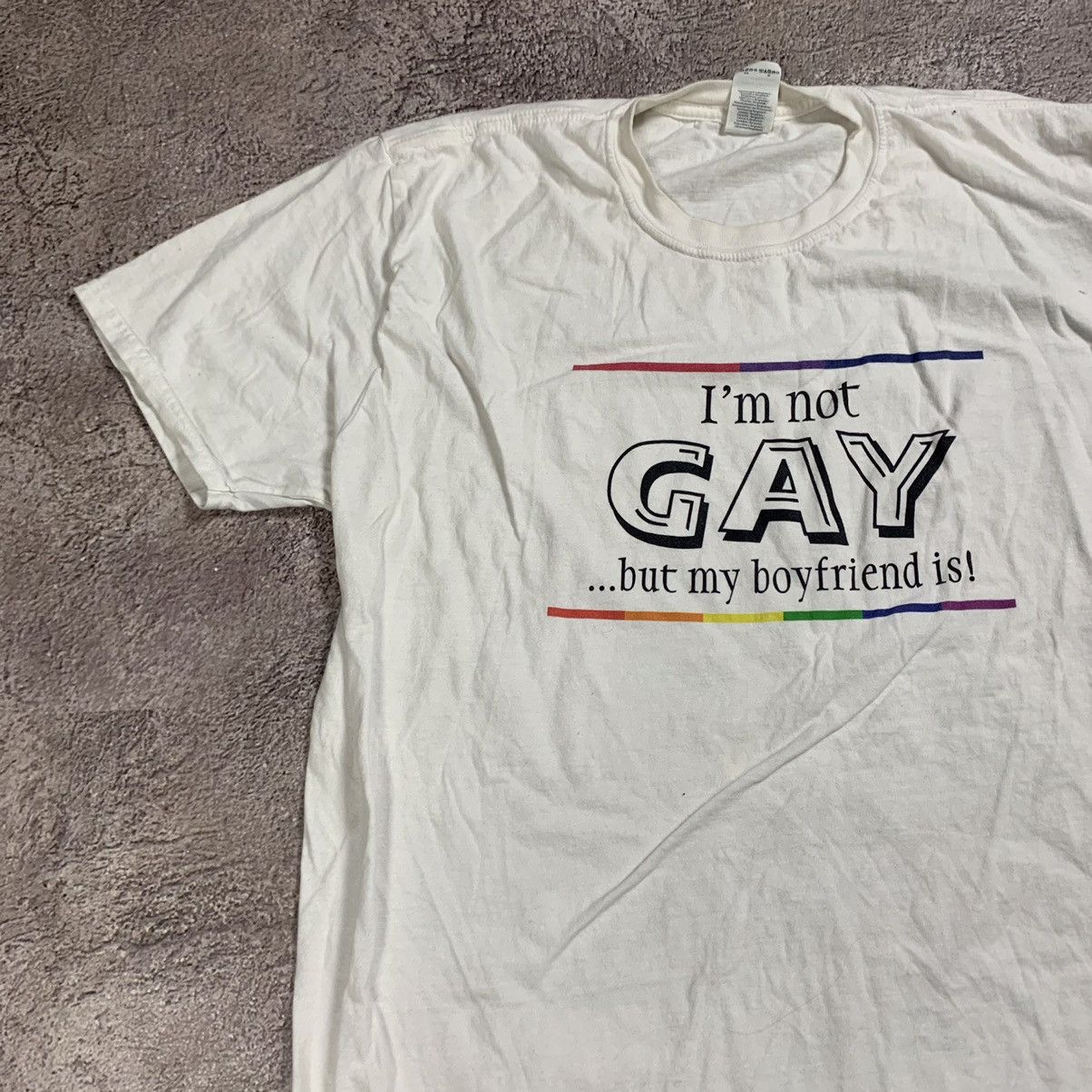 Vintage VINTAGE Y2K ADULT IM NOT GAY BUT MY BOYFRIEND IS FUNNY TEE Size US XL / EU 56 / 4 - 4 Thumbnail
