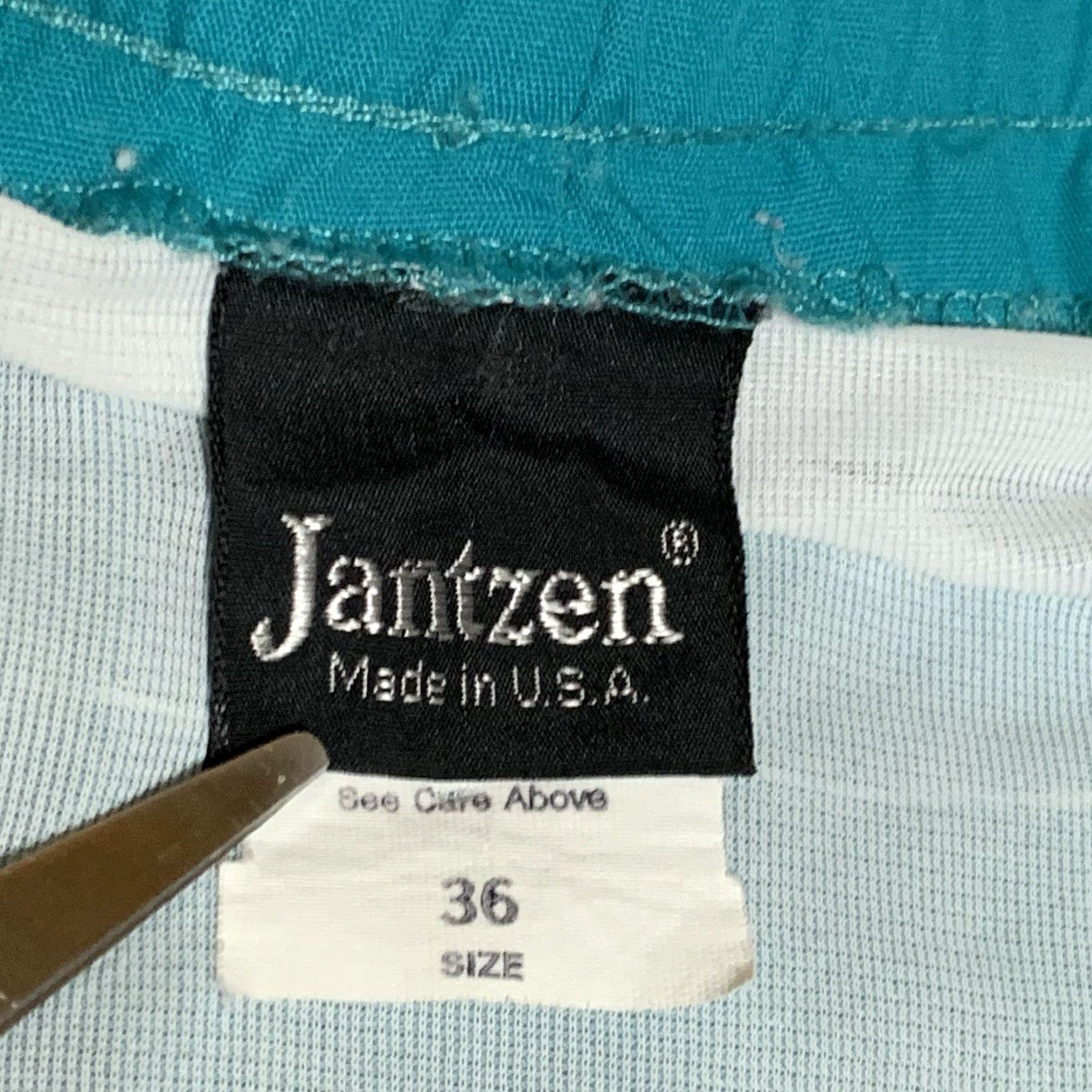 Jantzen VINTAGE Jantzen Men's 40 Swim Shorts Trunks Short Length Lined Green White USA Swim Bottom Style Trunks Size US 40 / EU 56 - 6 Thumbnail