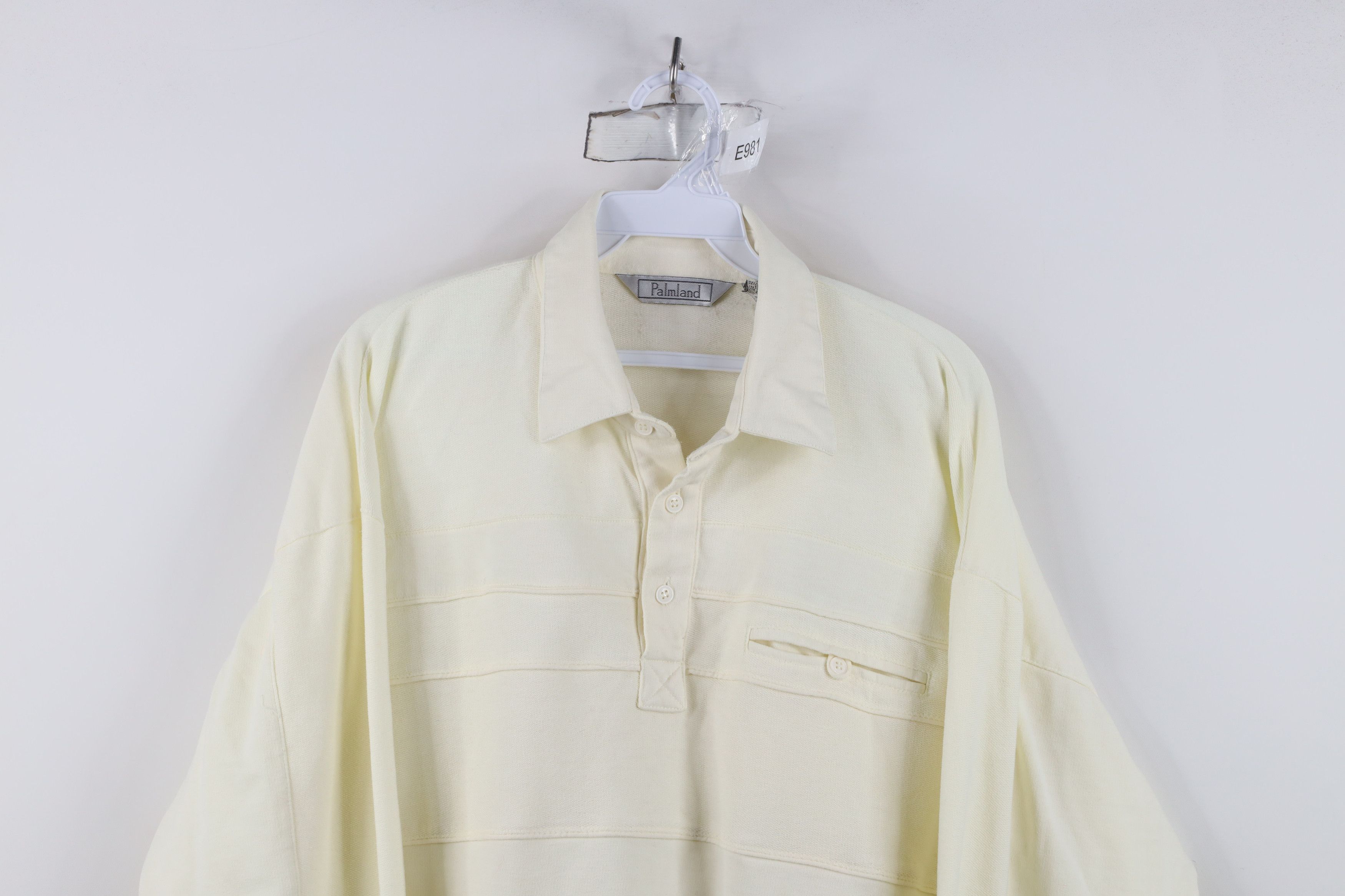 Vintage Vintage 90s Streetwear Collared Pullover Polo Shirt Cream Size US L / EU 52-54 / 3 - 2 Thumbnail