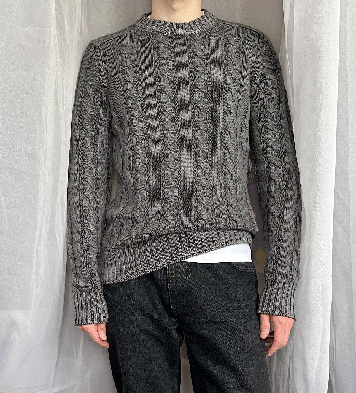 Prada PRADA FW 2012 Faded Effect Cable Knit Cashmere Sweater Wool Size US M / EU 48-50 / 2 - 1 Thumbnail