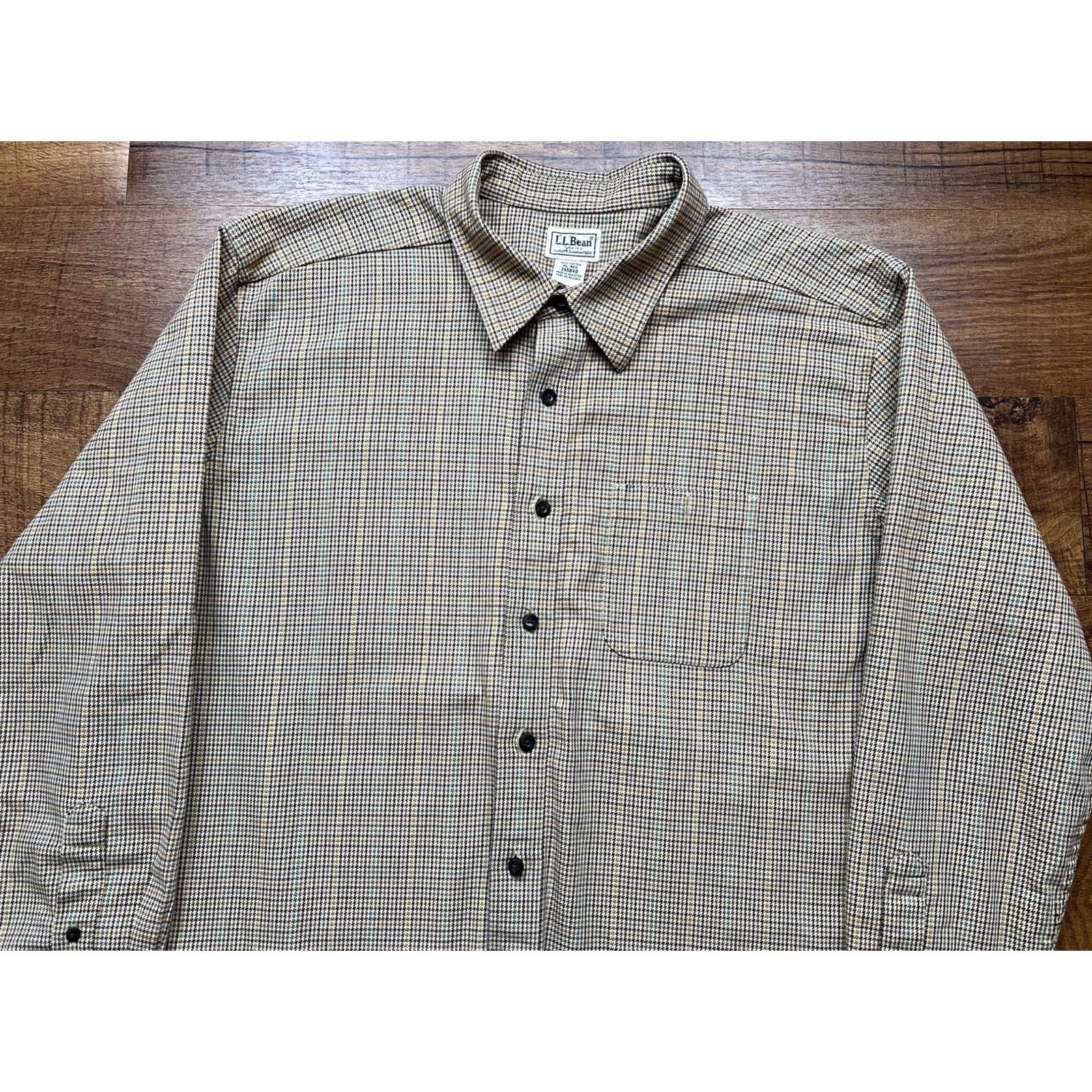Vintage L.L. Bean Mens Houndstooth Heavyweight Button Up Flannel Shirt - XL - Brown Size US XL / EU 56 / 4 - 2 Thumbnail