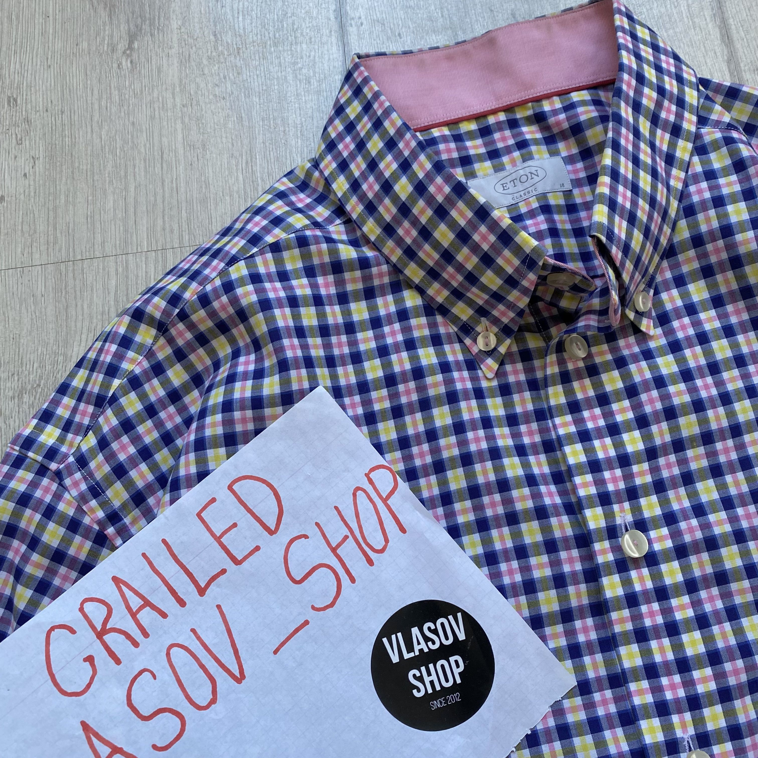 Eton 💎 luxury Eton Flannel Button Up Long Sleeve Shirt Size US XXL / EU 58 / 5 - 7 Thumbnail