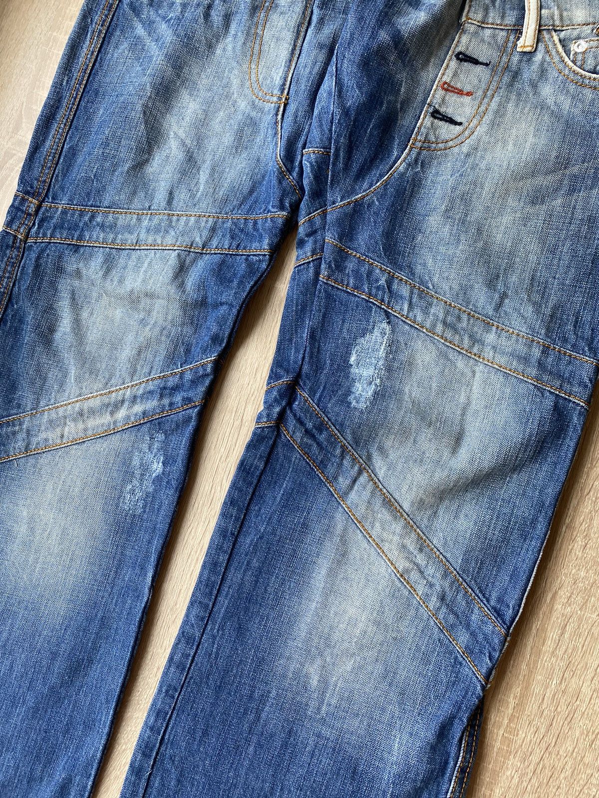 If Six Was Nine × Le Grande Bleu (L.G.B.) × Vintage Vintage Fly 53 Washed Distressed Wide Leg Denim Jeans pants Size US 36 / EU 52 - 6 Thumbnail