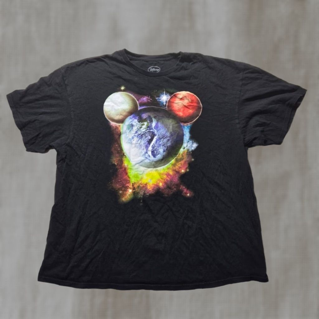 Disney Disney Mickey Mouse Earth Space Graphic Black Tee T-Shirt Adult Men's 3XL XXXL Size US XXL / EU 58 / 5 - 1 Thumbnail