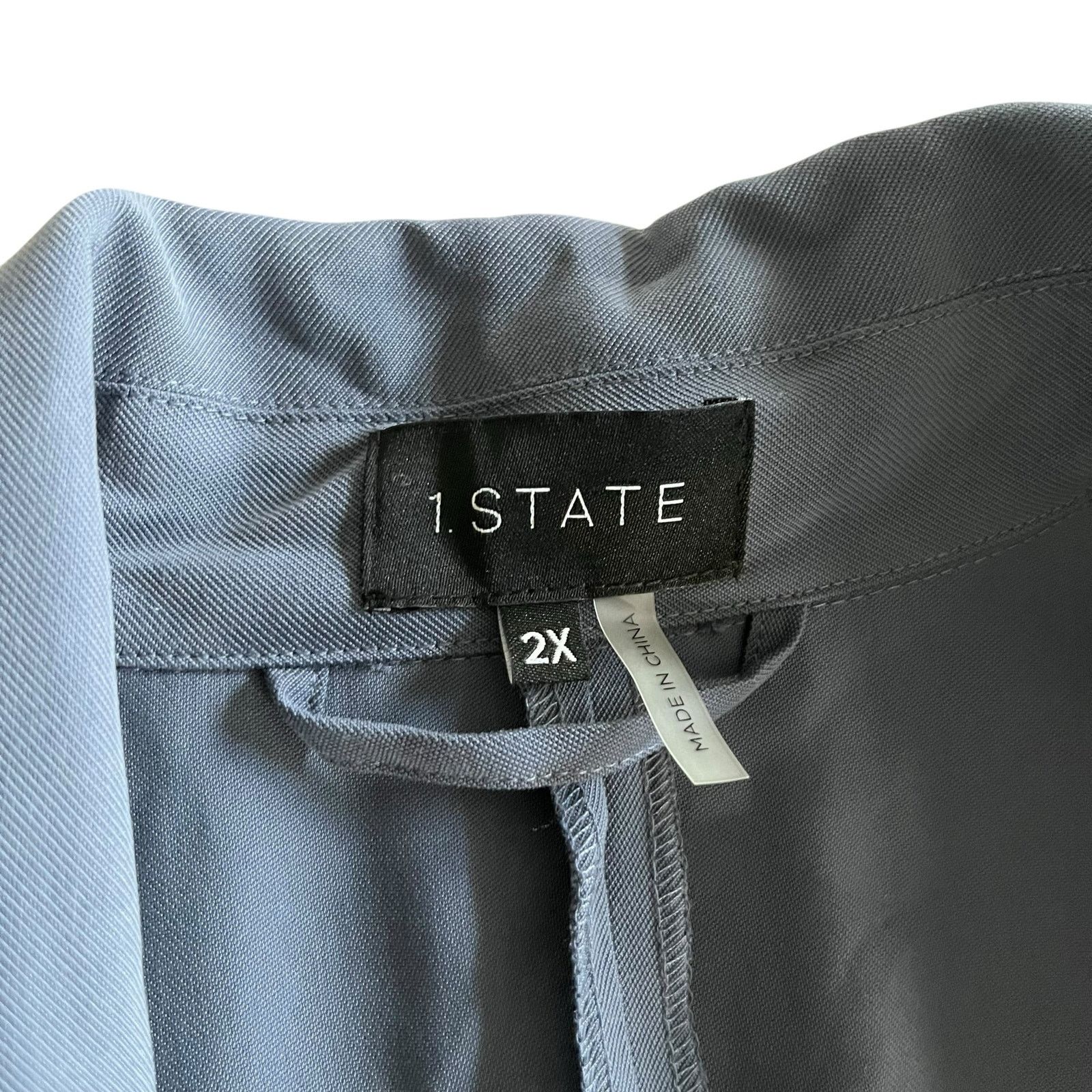 Other 1. State Retro Blue Long Sleeve Tie Waist Collared Dress Size XXL / US 16-18 / IT 52-54 - 2 Thumbnail