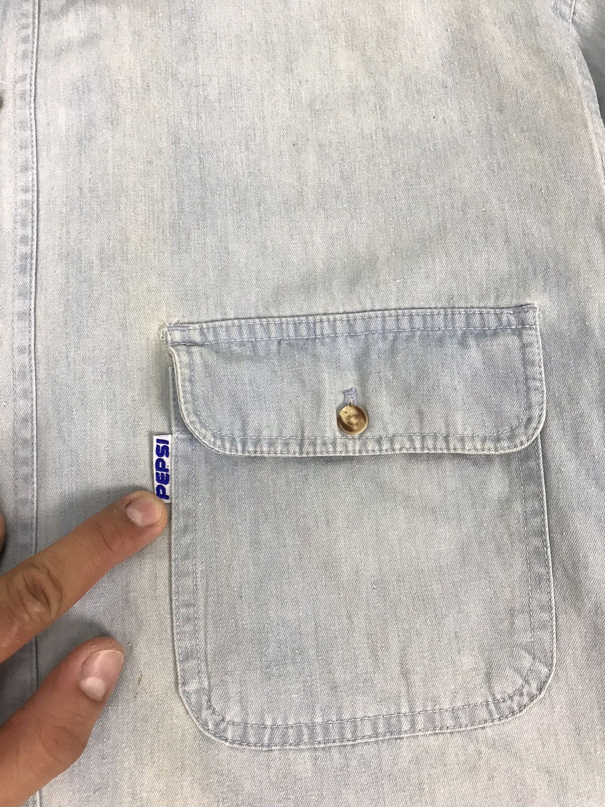 Pepsi Vintage Pepsi Longsleeve Distressed Button Up Shirt Denim Size US XXL / EU 58 / 5 - 4 Thumbnail