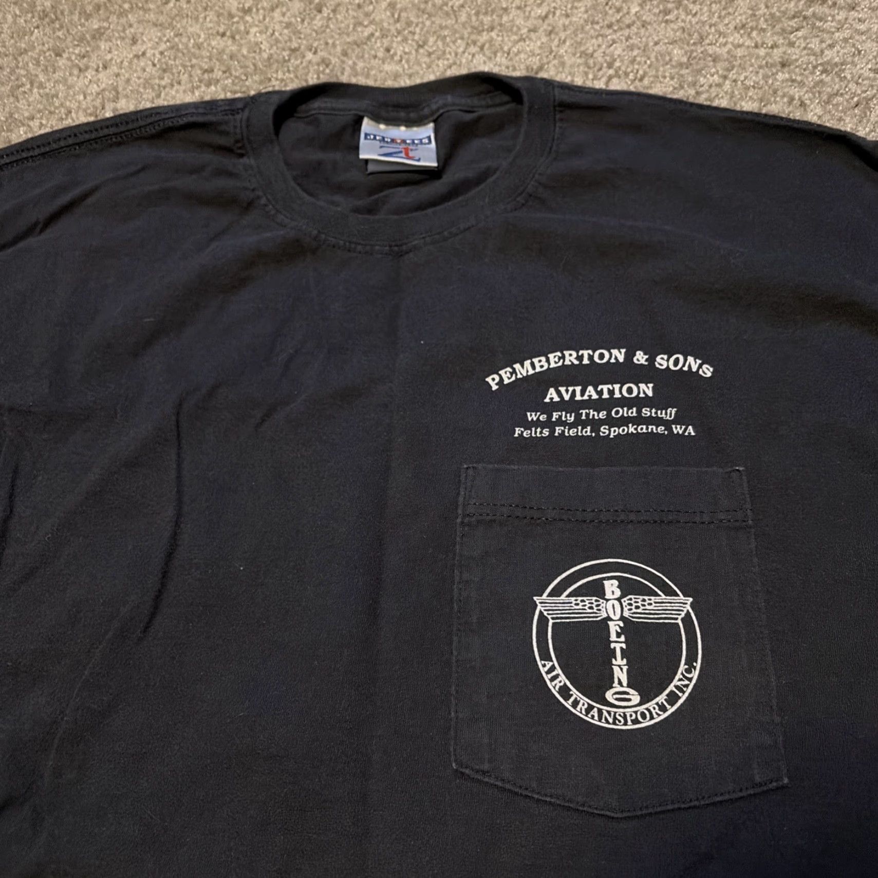 Vintage VINTAGE Boeing T-Shirt 90s Men L Black Aircraft Airplane Model 40c 1928 Pemberton L Size US L / EU 52-54 / 3 - 4 Thumbnail