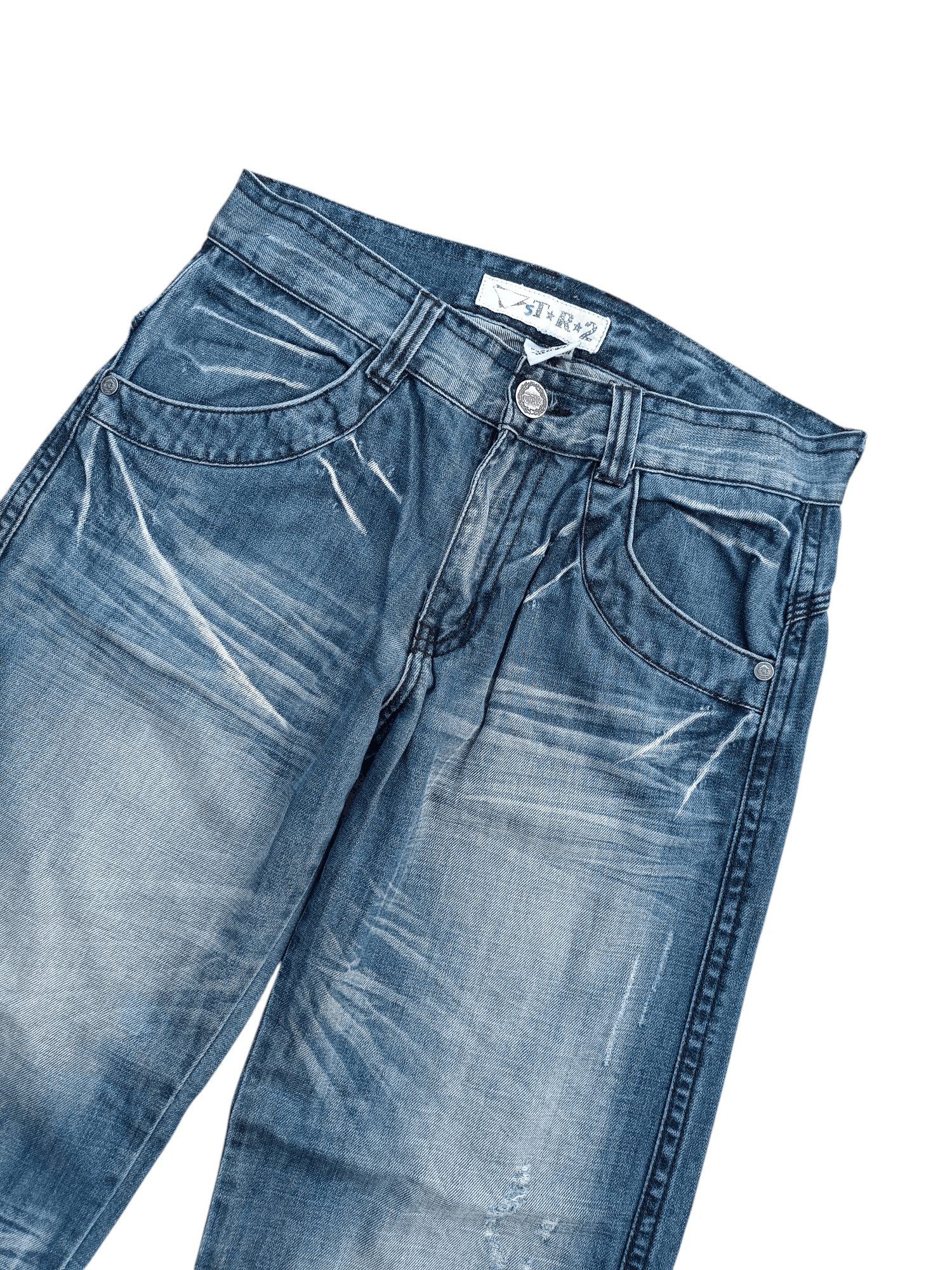 Japanese Brand BAGGY JAPANESE BRAND TR2 WHISKERS DISTRESSED DENIM Size US 34 / EU 50 - 13 Thumbnail