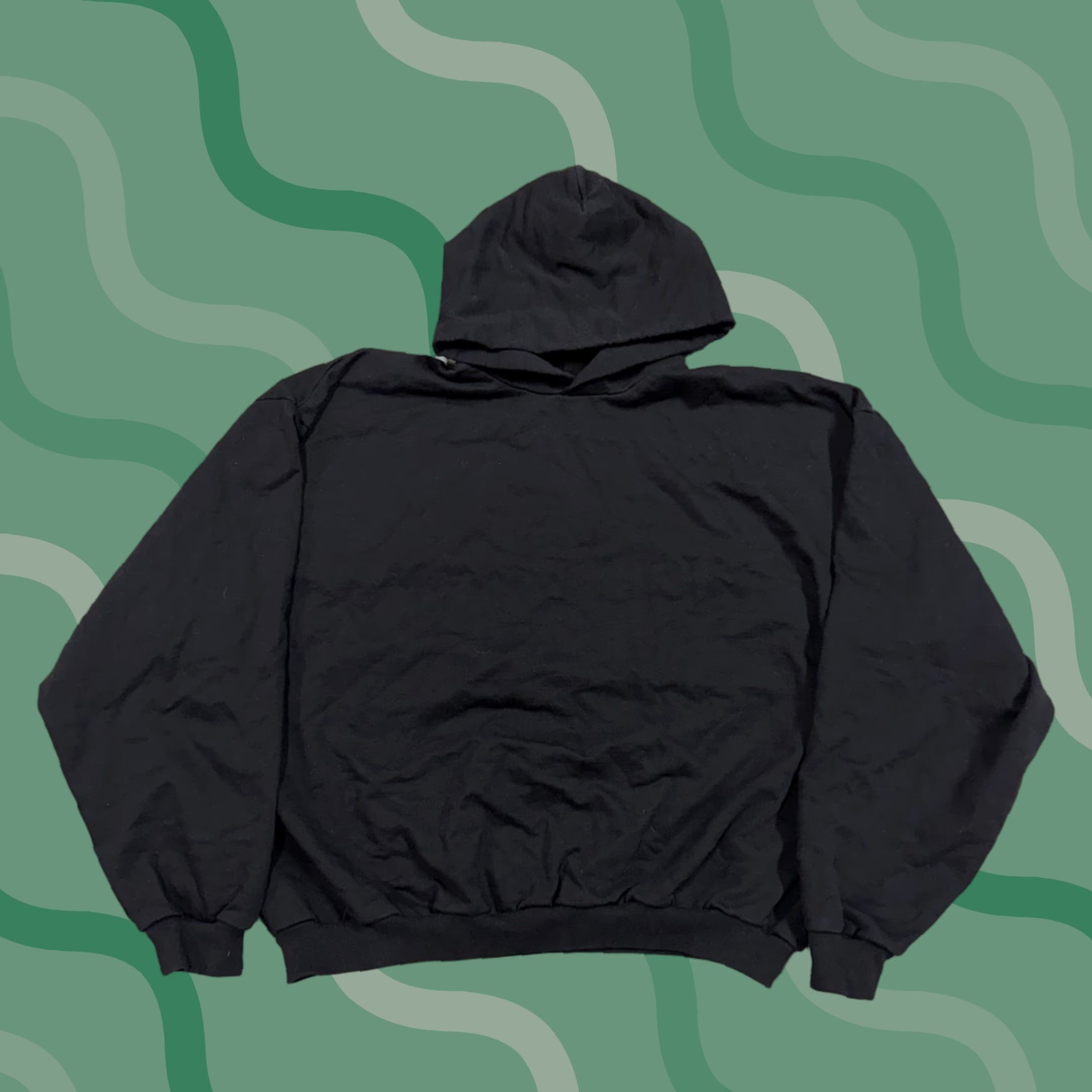 Yeezy season Hoodie Sweatshirt Mens L Black Fleece Pullover USA boxy Size L Mens Hoodie Sweatshirt Black Fleece Pullover Made USA Vintage?