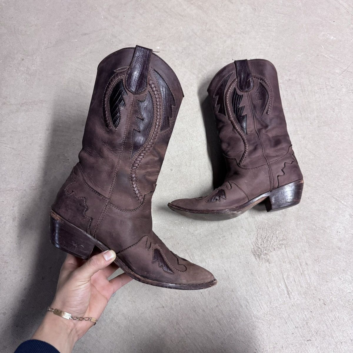 Vintage Women Brown Cowboys Boots Sz 7.5