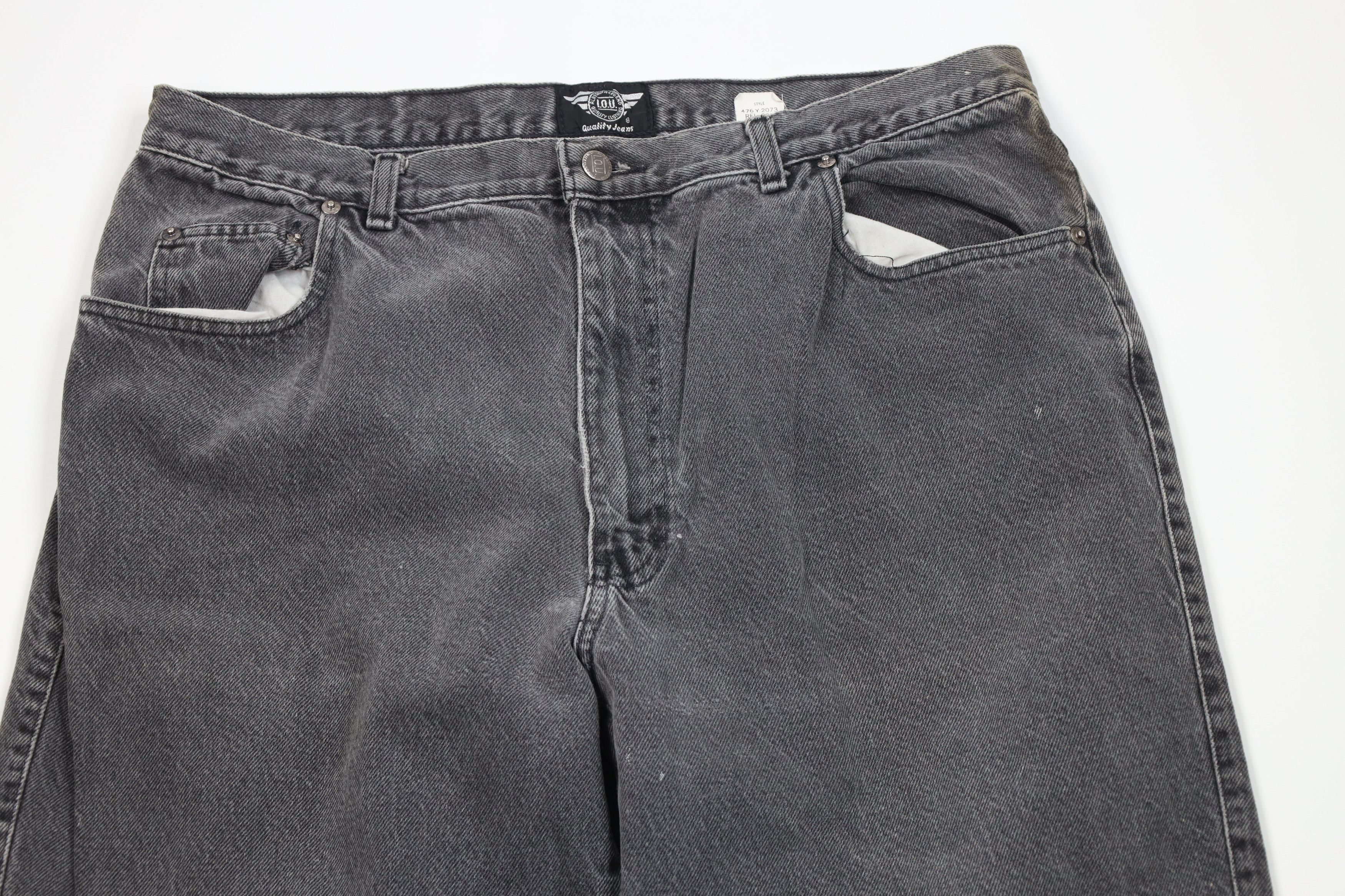Vintage Vintage 90s IOU Relaxed Fit Tapered Leg Denim Jeans Black Size US 38 / EU 54 - 2 Thumbnail