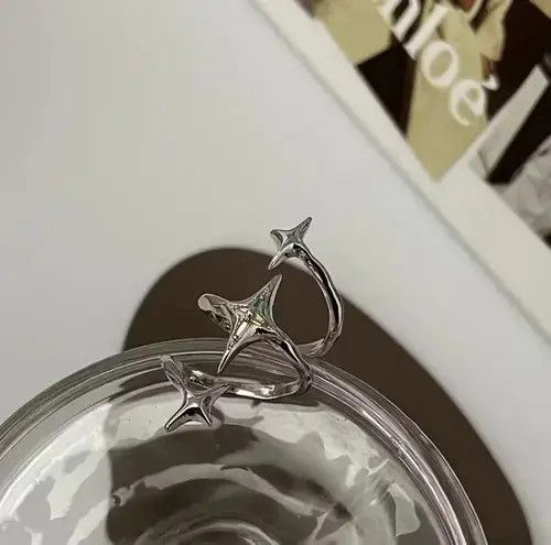 Handmade × Jewelry Star Ring Stone Silver Modern Spiral Art Psychedelic Size ONE SIZE - 1 Thumbnail