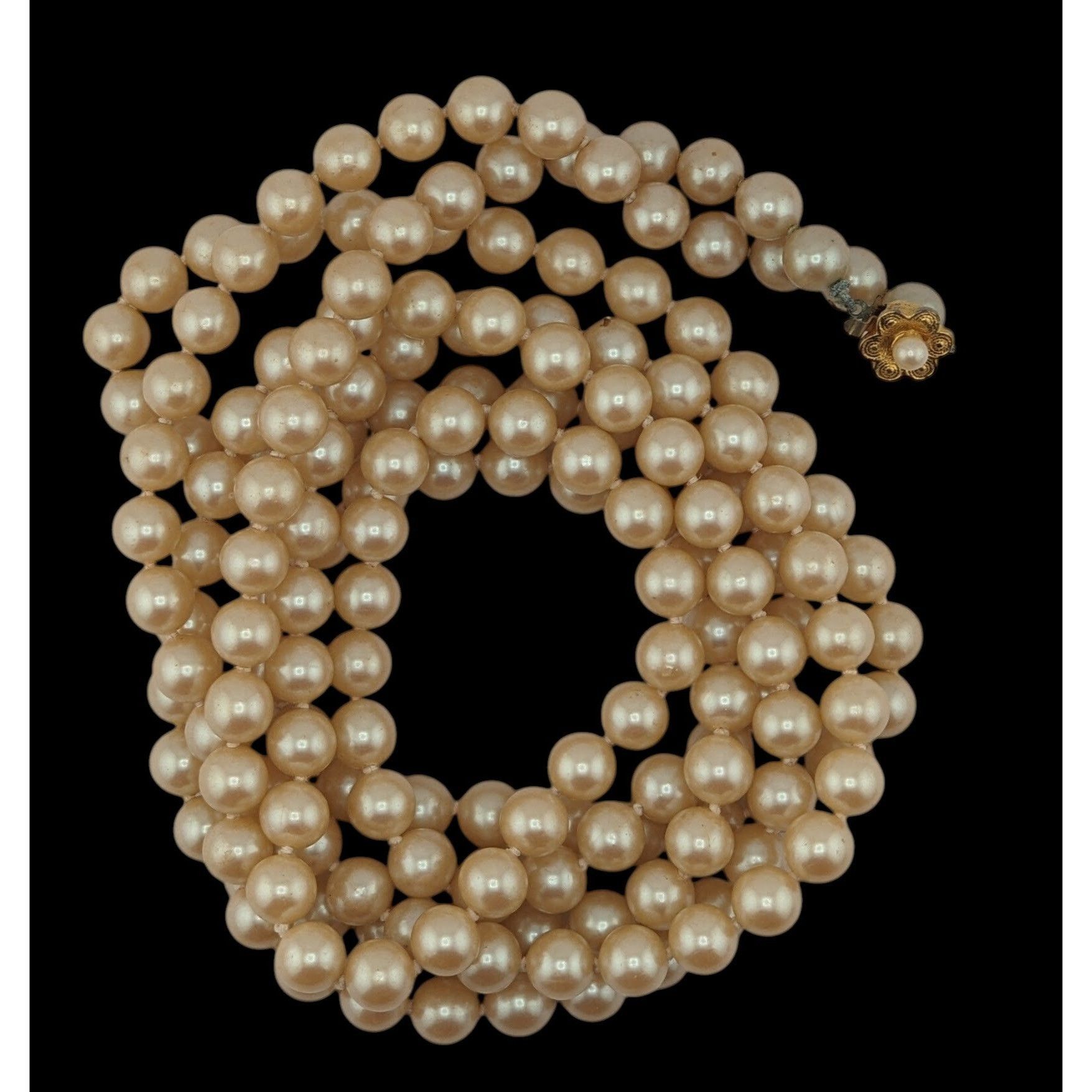 Other Vintage Glam 60-Inch Faux Pearl Necklace With Floral Box Cla Size ONE SIZE - 2 Thumbnail