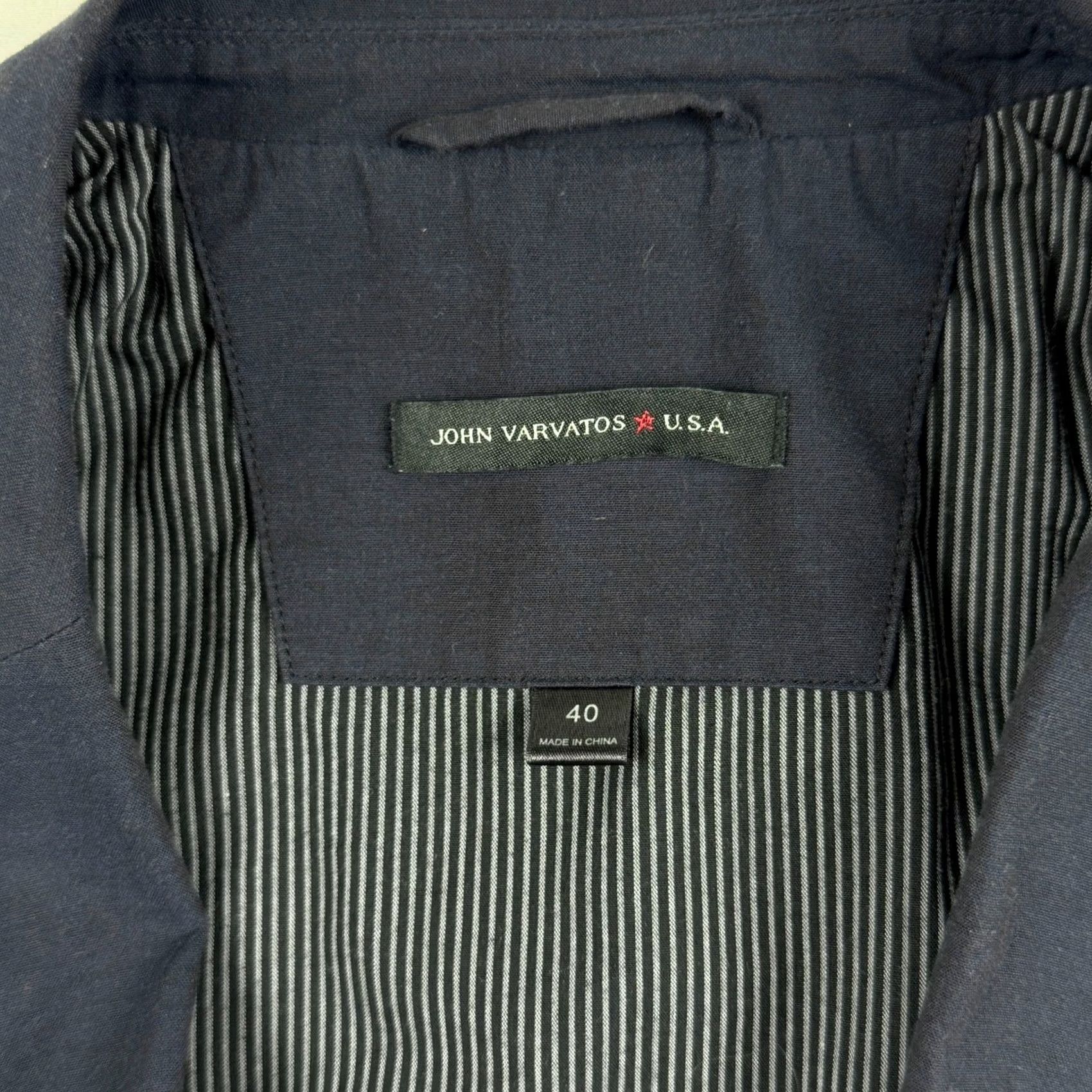 John Varvatos John Varvatos Jacket Blazer Mens 40 Cotton Sport Coat Navy Blue Lightweight Size 40R - 5 Thumbnail