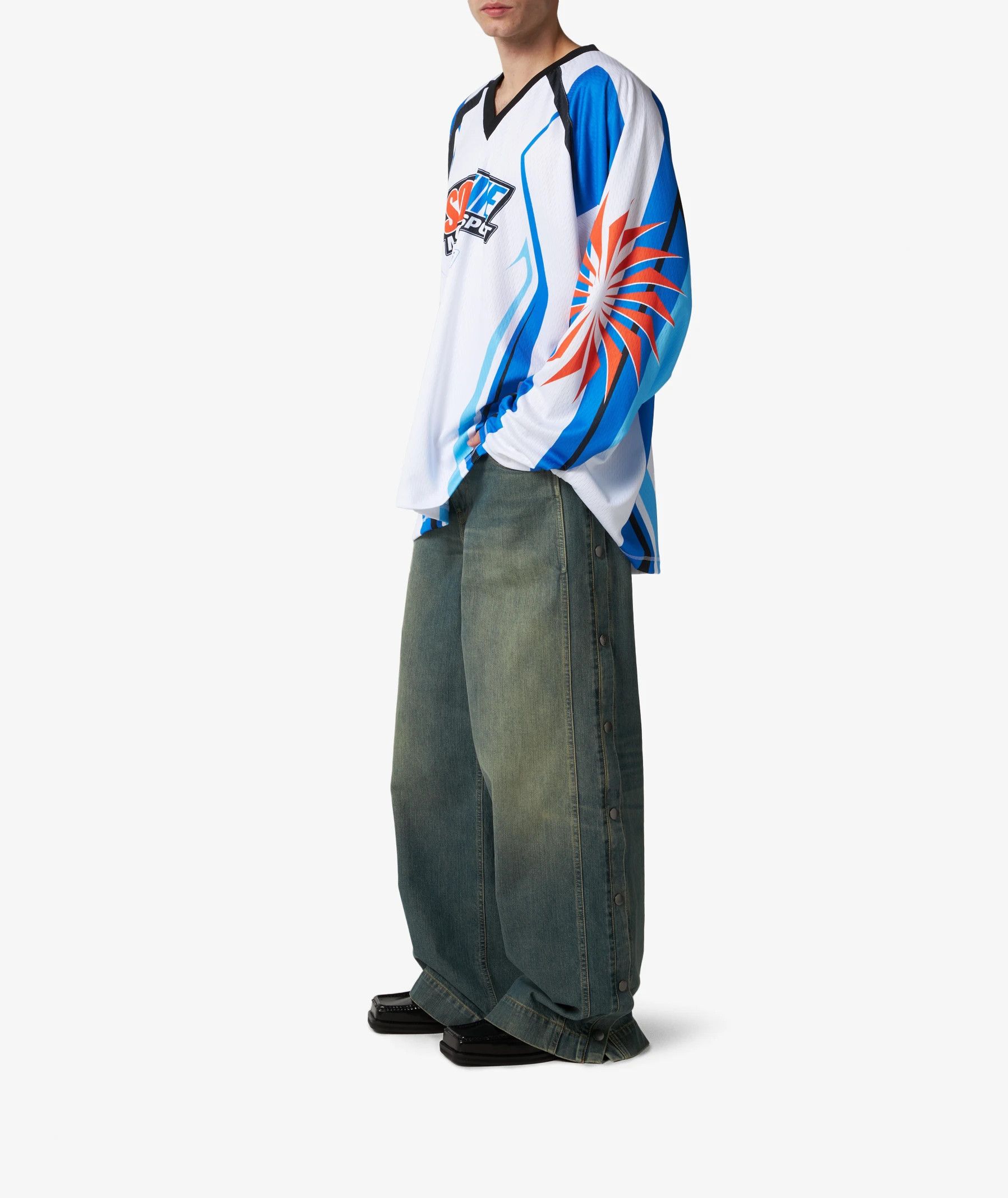 Martine Rose o1h1sh11224 Motorcross Jersey in White Size US M / EU 48-50 / 2 - 6 Thumbnail