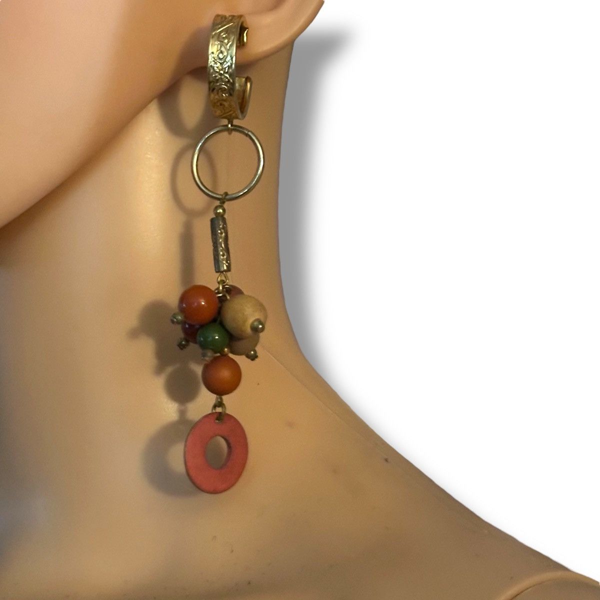Other Long gold tone wooden bead dangle drop hoop earrings Size ONE SIZE - 6 Thumbnail