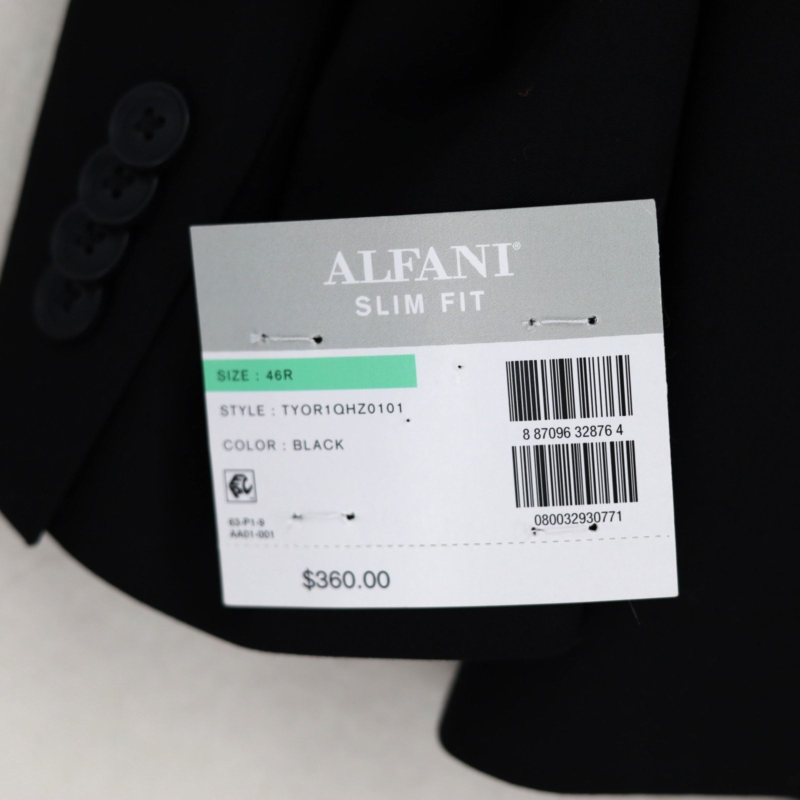 Alfani Alfani Men's Black Stretch Solid Slim Formal Suit Jacket 44R Size 44R - 8 Thumbnail