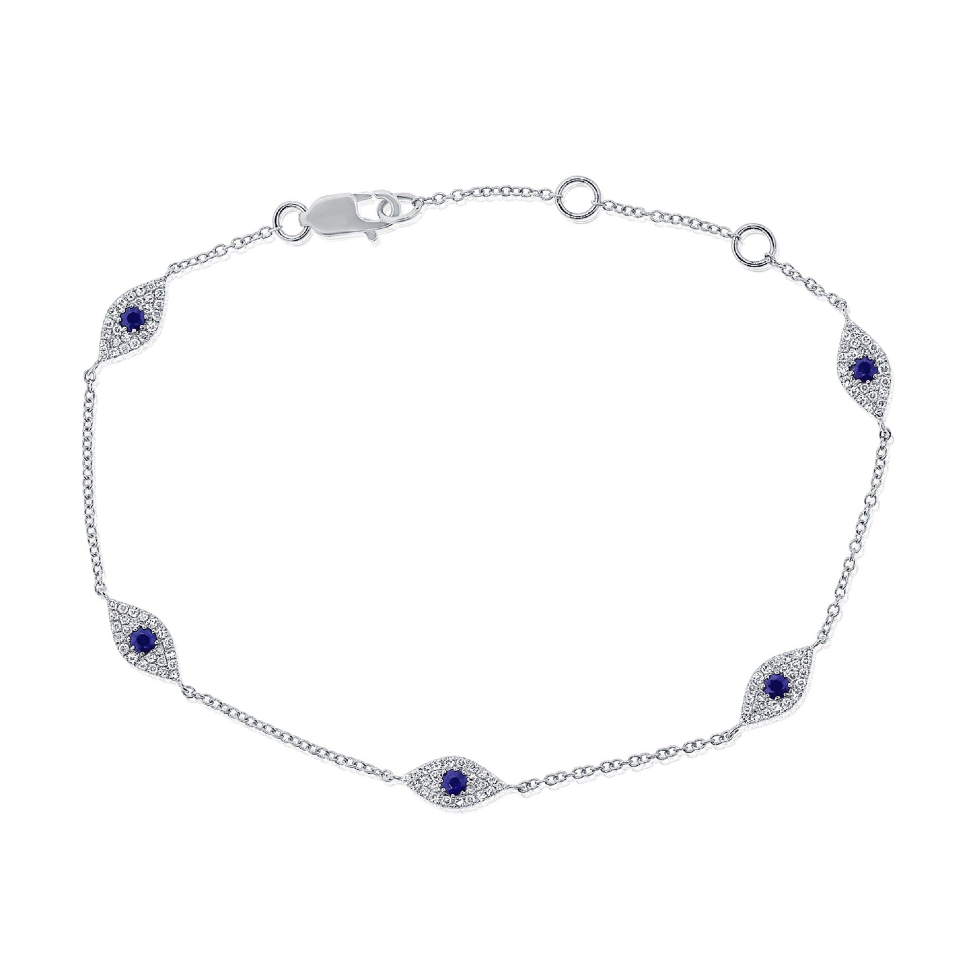 image of Cartier 14K White Gold, Sapphire & Diamond Evil Eye Bracelet, Women's