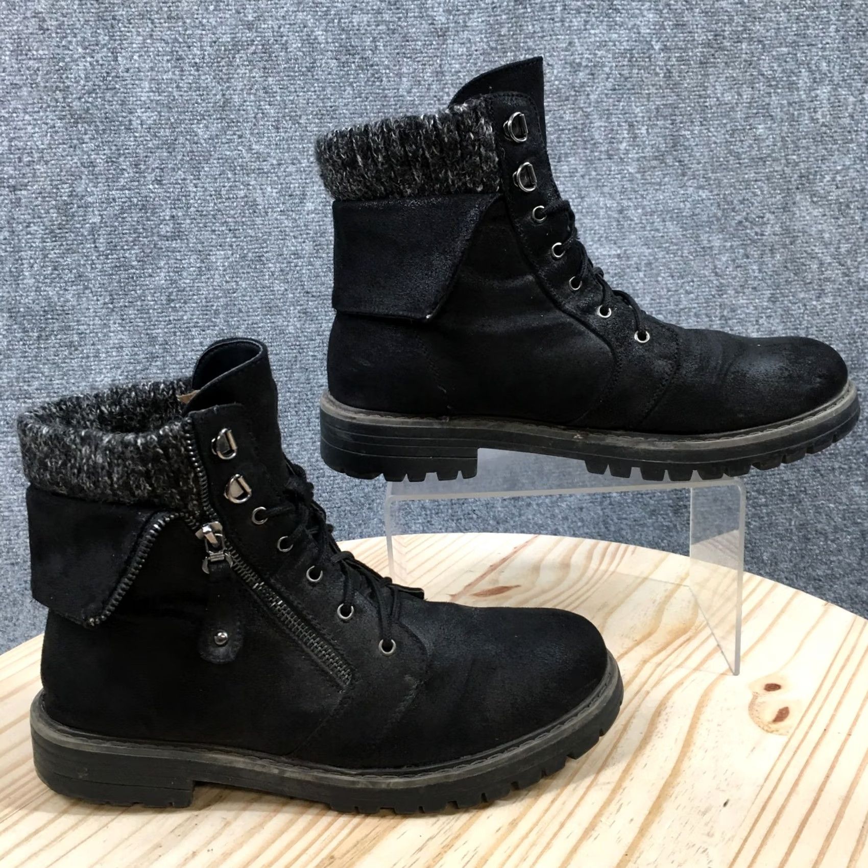 Vintage Cliffs by White Mountain Boots Womens 9.5 M Mandy Snow Black Casual Lace Up C29687 Size US 10 / IT 40 - 2 Thumbnail