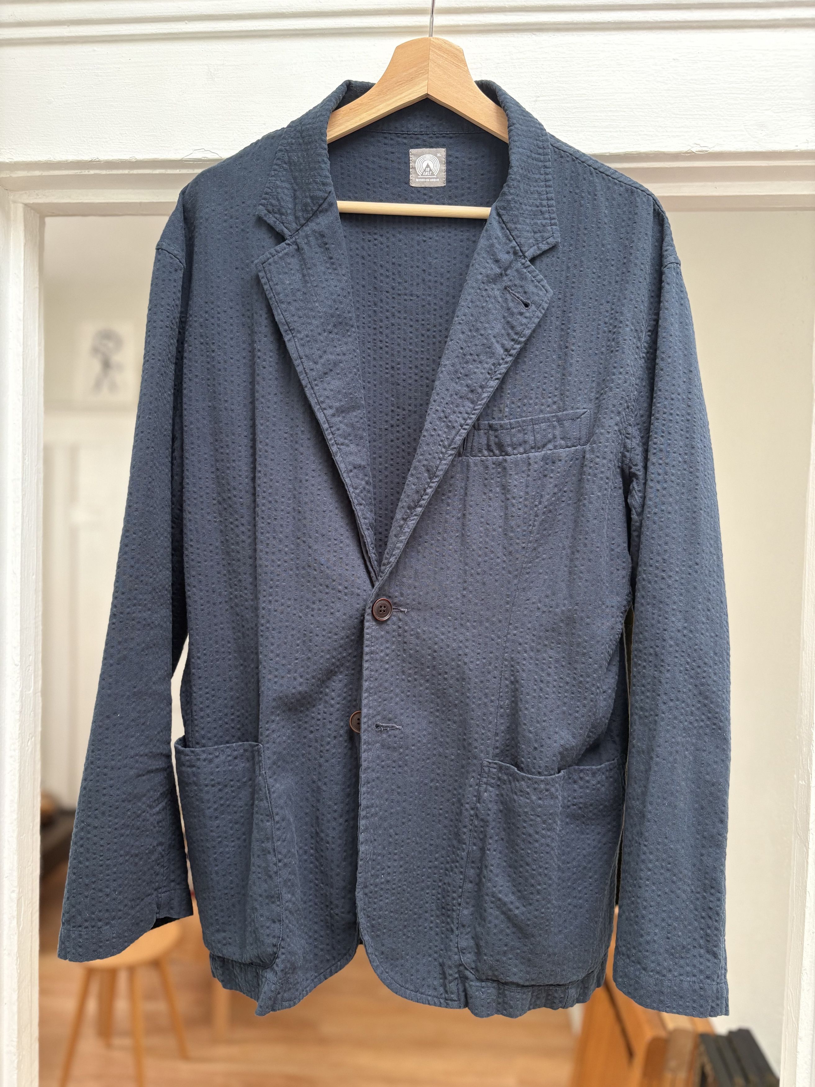 18 East Costa Blazer - Navy Seersucker Size US XL / EU 56 / 4 - 1 Preview