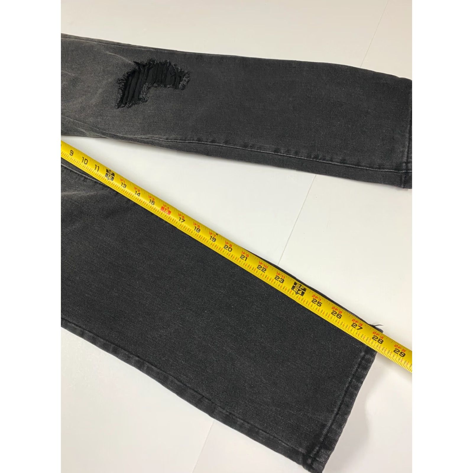Denime YMI Womens Jeans 9 Black Straight Denim Distressed Zip 29x28 Regular Size 9 Womens Pants Size 30" / US 8 / IT 44 - 7 Thumbnail
