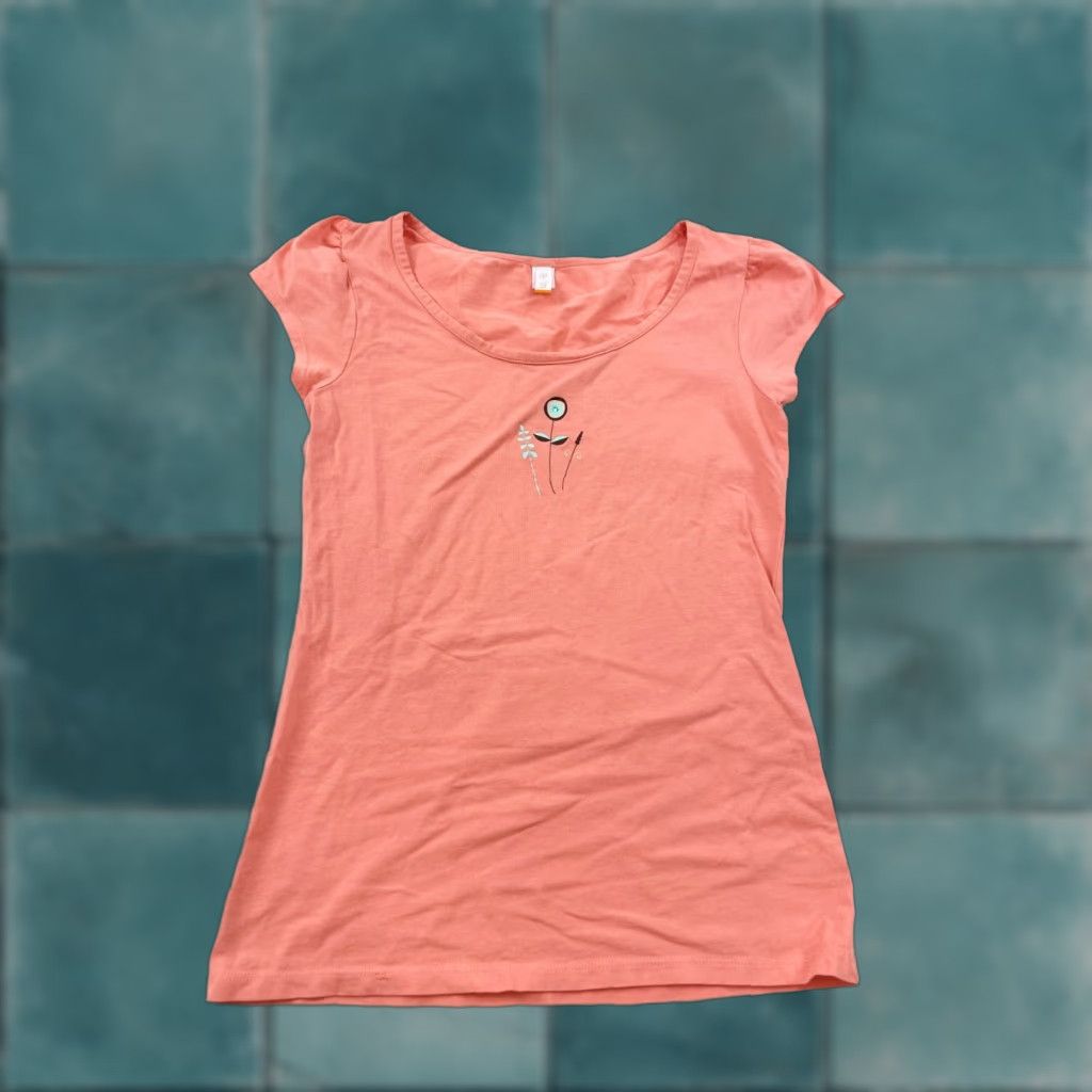 Vintage Lucy Shirt Womens Small Coral Embroidery Pima Cotton Short Sleeve Round Neck Tee Size S / US 4 / IT 40 - 1 Thumbnail