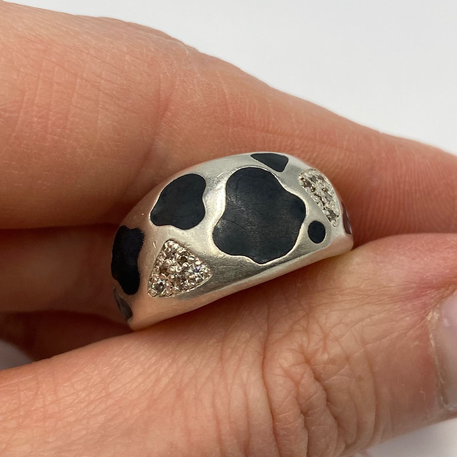 Sterling Silver Vintage 925 Sterling Silver Enamel Ring Size 8.5 us Size ONE SIZE - 5 Thumbnail