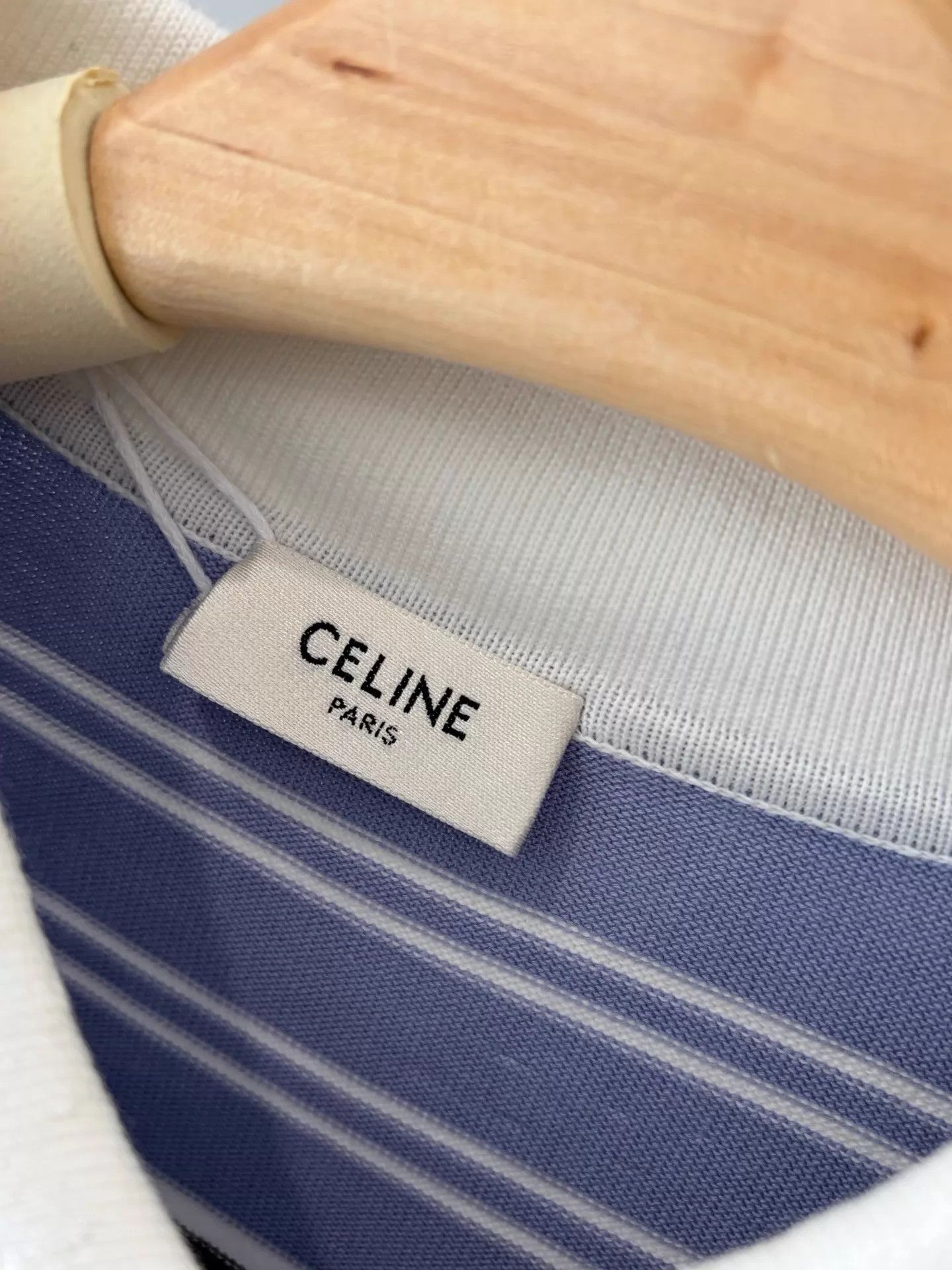 Celine Celine 25SS Lavender Stripe Polo Neck Long Sleeve Women's XS Size XS / US 0-2 / IT 36-38 - 4 Thumbnail