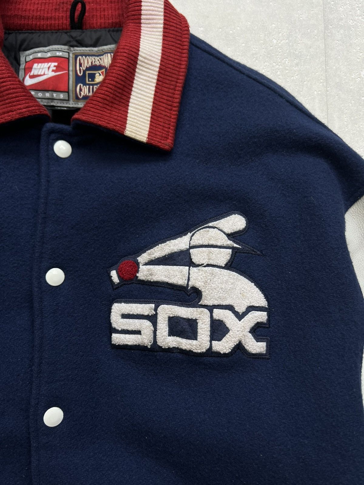 Nike 00’s NIKE SOX EXTREMLY RARE VARSITY HEAVY BOMBER JACKET Size US L / EU 52-54 / 3 - 3 Thumbnail