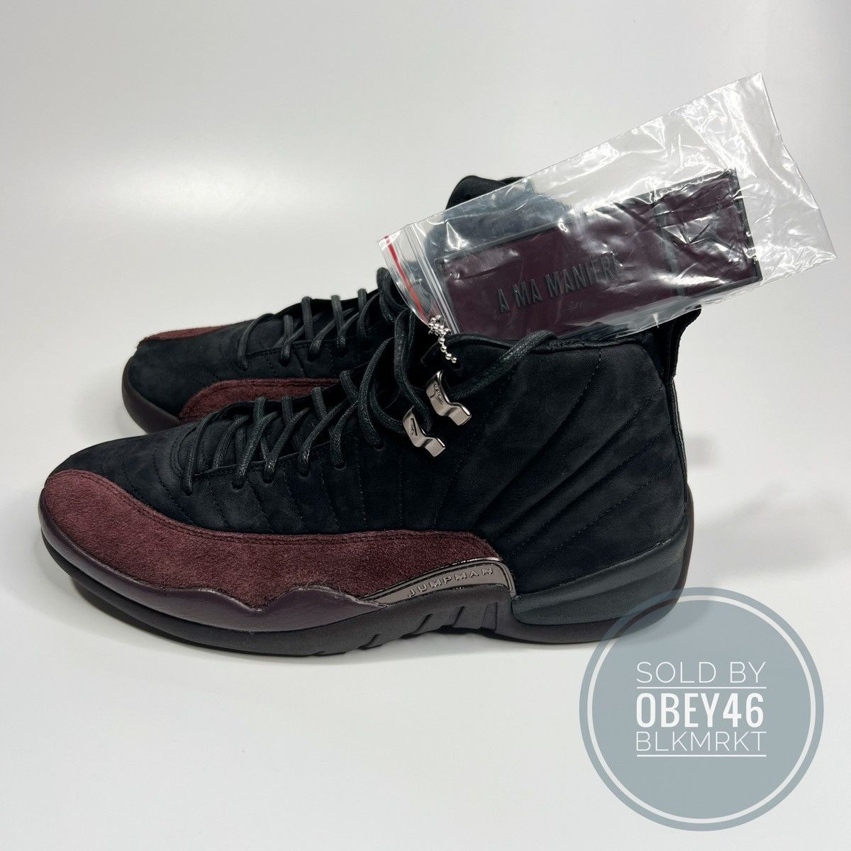 A Ma Maniere × Jordan Brand A Ma Maniere Air Jordan 12 Black Size 9.5M 11 W Size US 9.5 / EU 42-43 - 1 Thumbnail