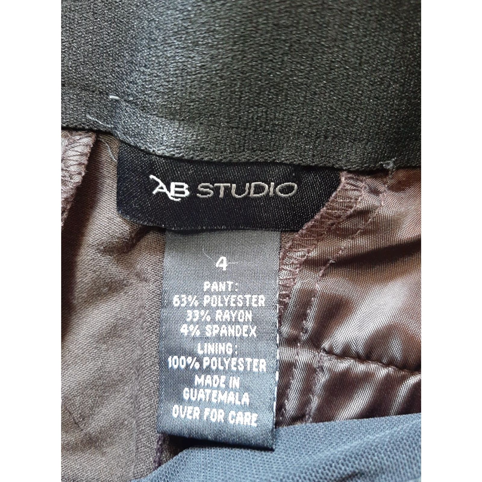 Vintage AB Studio Dress Pants Women Size 4 Brown Flat Front Polyester Workwear Modern Business Pants Womens Size 27" / US 4 / IT 40 - 4 Thumbnail
