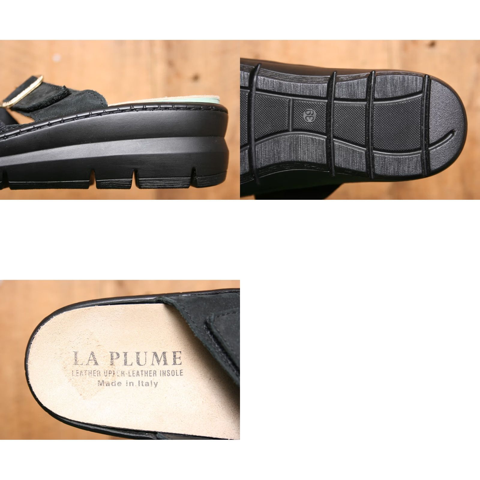 Vintage LA PLUME Slide Sandals Women Nubuck Canvas Black 8-8.5 EUR 39 Made in Italy Removable Insoles Size US 8.5 / IT 38.5 - 8 Thumbnail