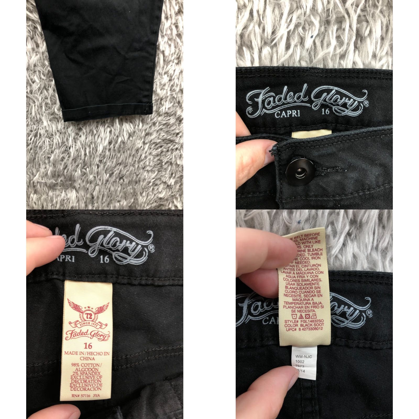 Faded Glory Faded Glory Capri Jeans Size 16 Womens Dark Wash Black Denim Capri Jeans Regular Fit 5-Pocket Size 38" / US 16 / IT 52 - 8 Thumbnail