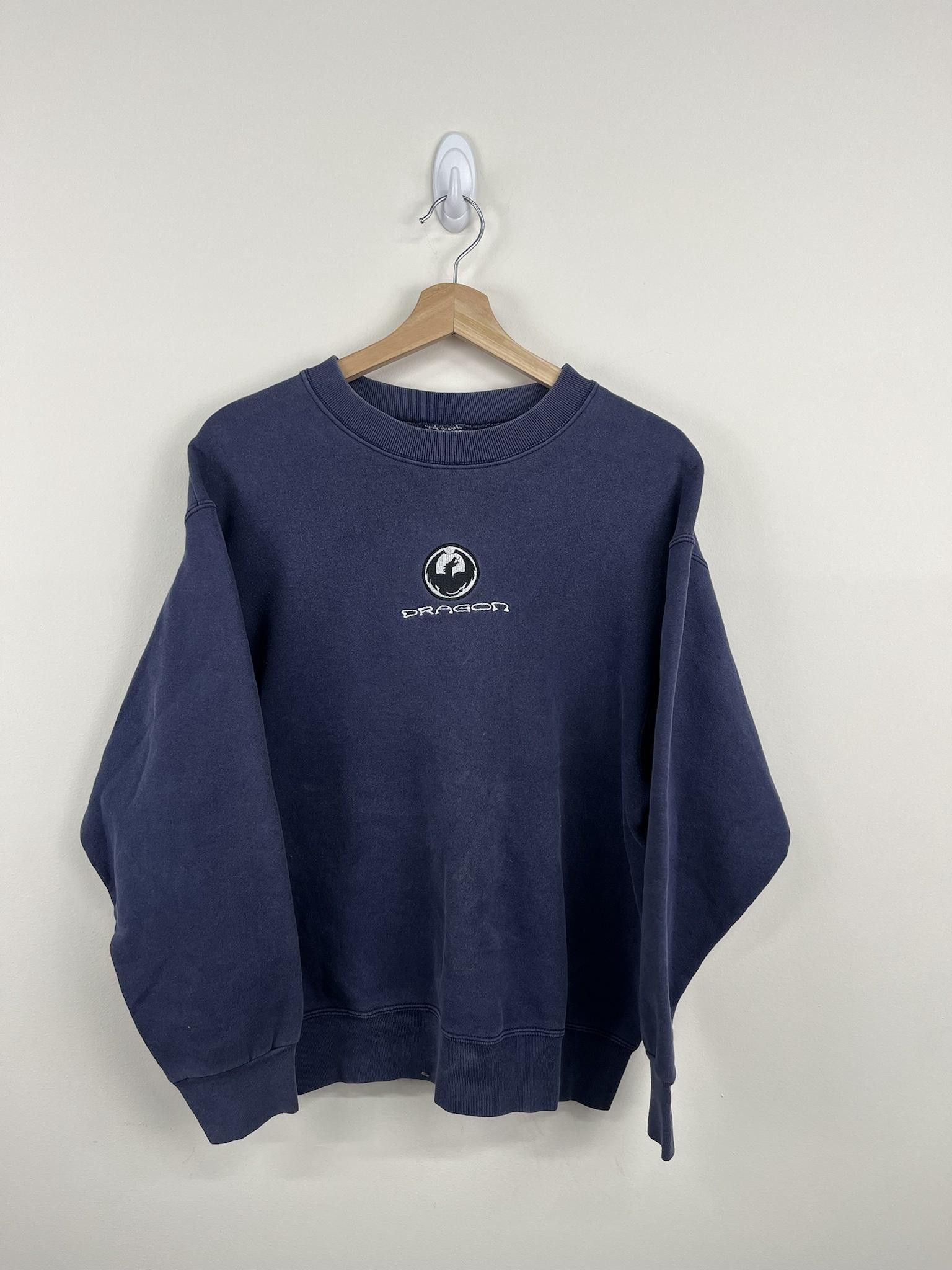 image of Vintage Dragon Eyewear Emboidered Chest Logo Crewneck Sweatshirt in Navy, Men's (Size Medium)