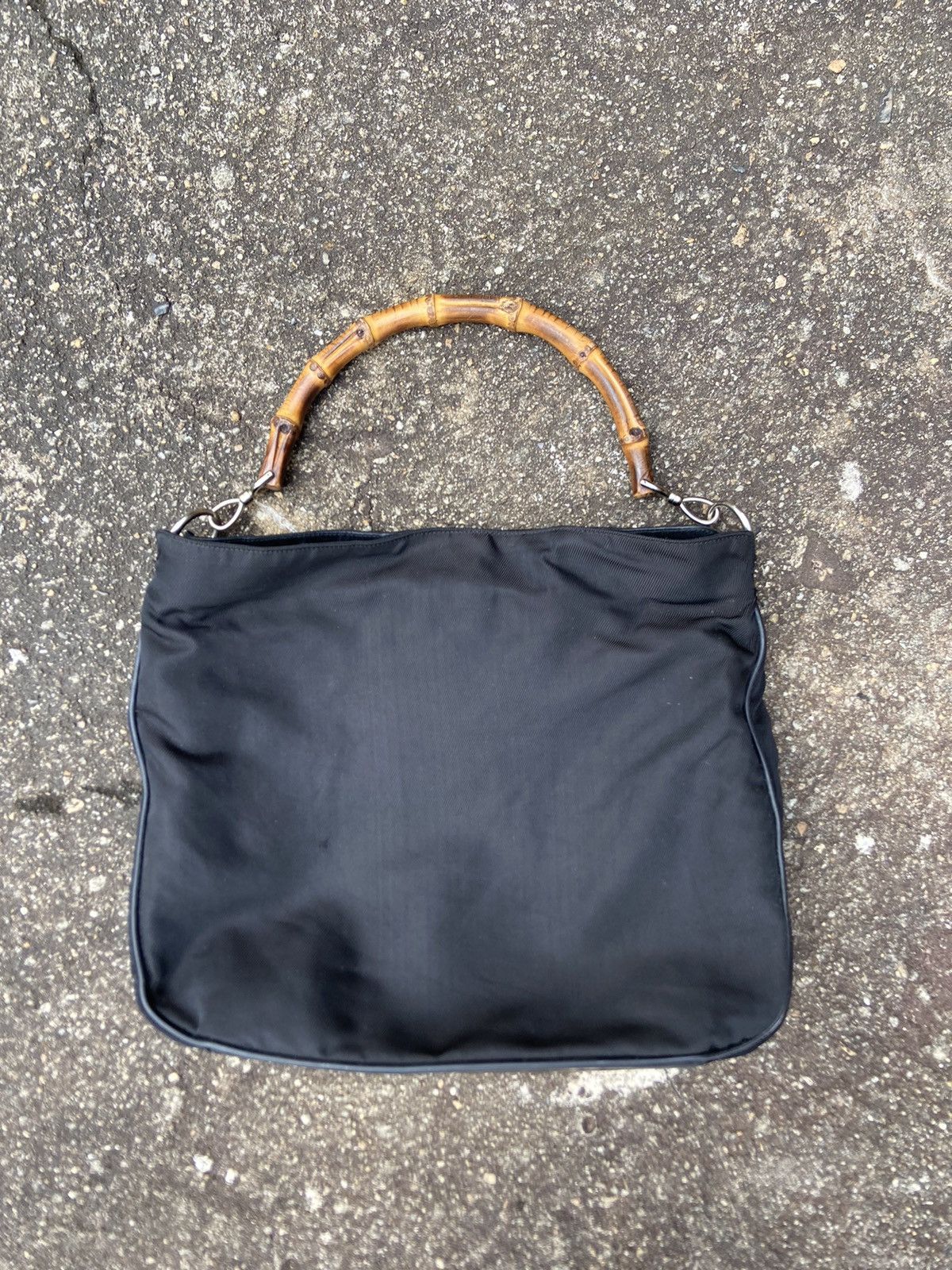 Vintage GUCCI Bamboo Hand/Carry bag black nylon Size ONE SIZE - 1 Thumbnail