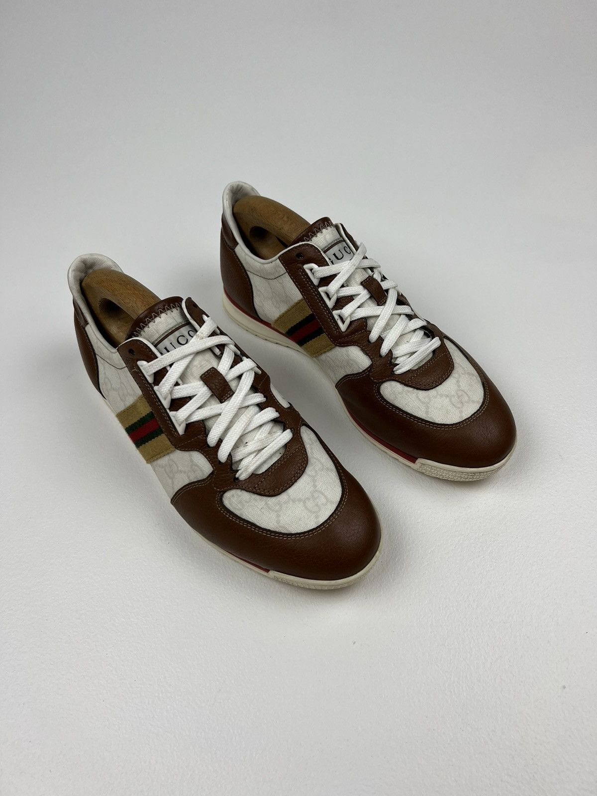 Gucci GUCCI Sneakers Low Top Shoes GG Monogram Web Stripe White Size US 7.5 / EU 40-41 - 3 Thumbnail