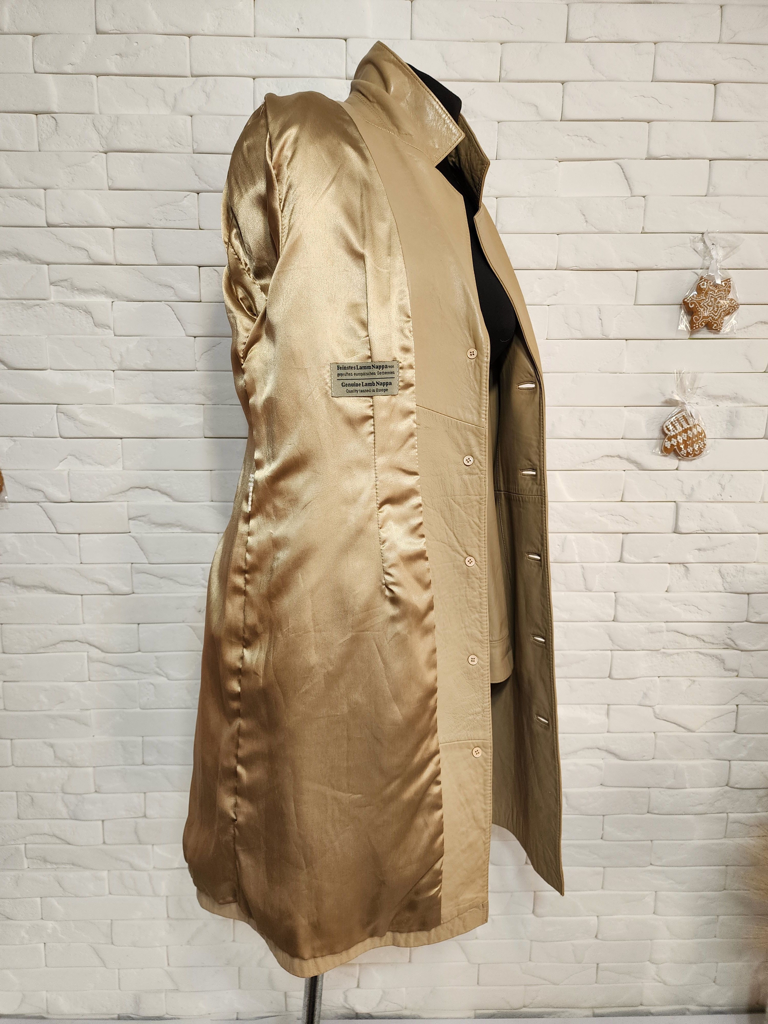 Genuine Leather Brown Leather Trench Coat: Women's Long Leather Raincoat Size L / US 10 / IT 46 - 10 Thumbnail